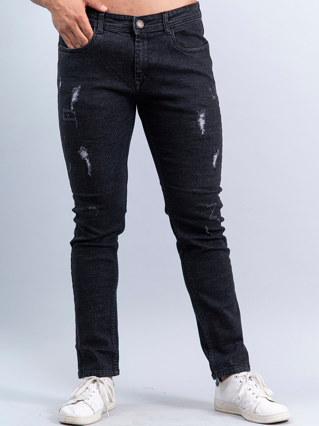 

Tistabene Men Black Comfort Mildly Distressed Stretchable Jeans