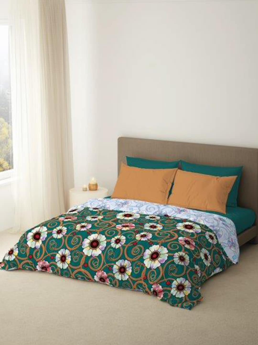 

Welspun La Piazza Green & White Floral Microfiber AC Room 110 GSM Double Bed Quilt