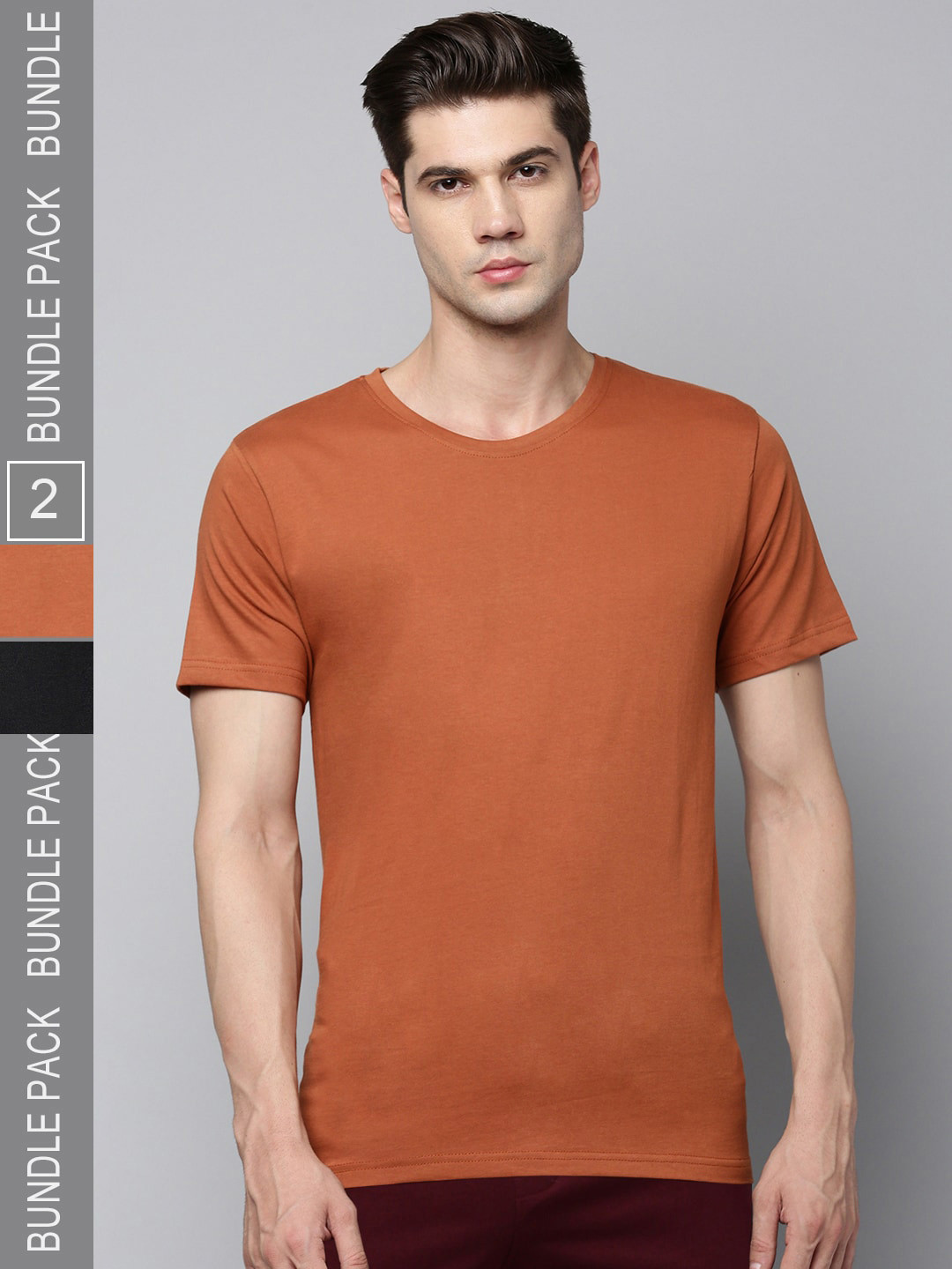 

Urban Dog Pack Of 2 Round Neck Short Sleeves Pure Cotton T-shirt, Black