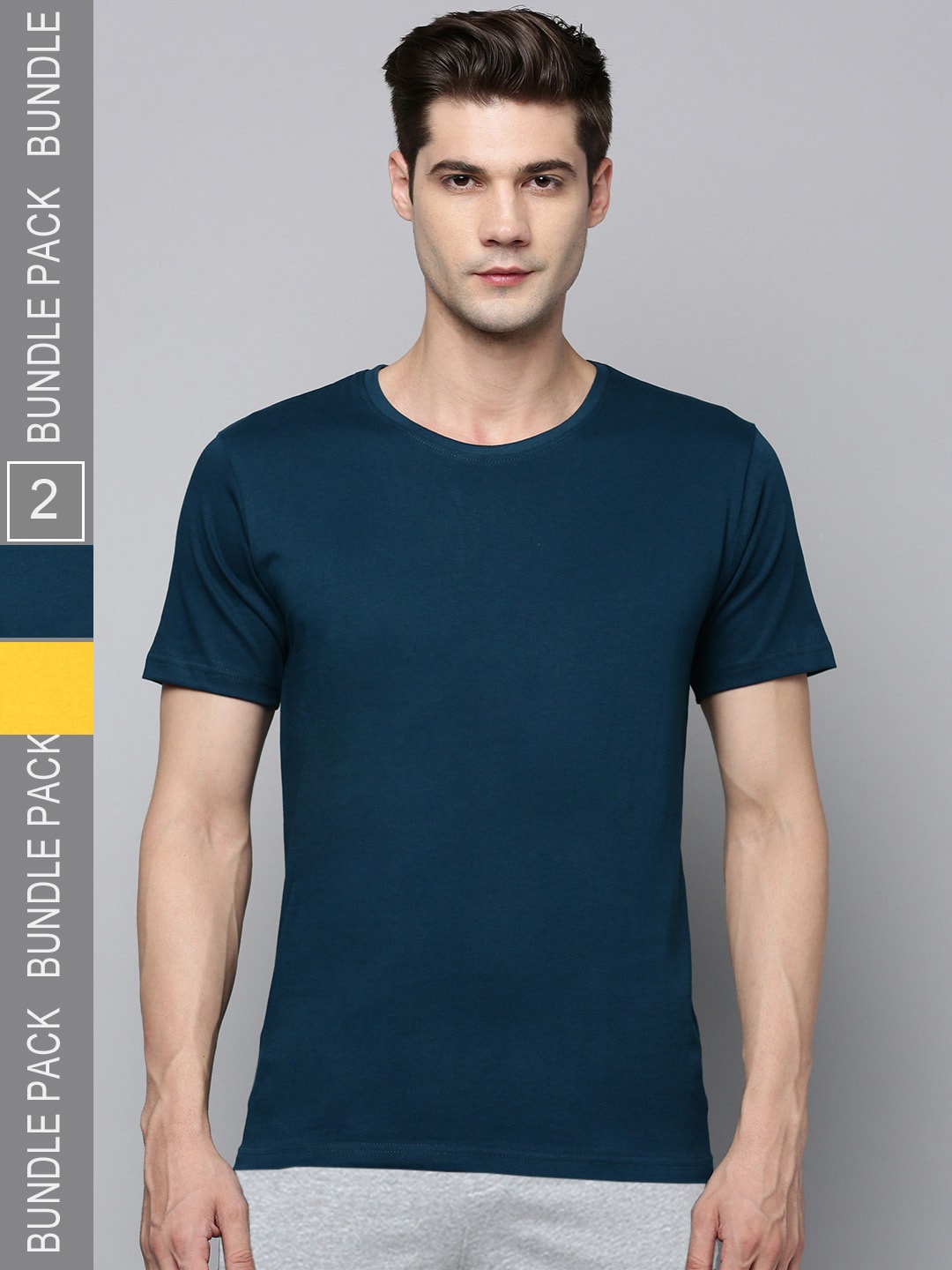 

Urban Dog Pack Of 2 Round Neck Short Sleeves Pure Cotton T-shirt, Mustard