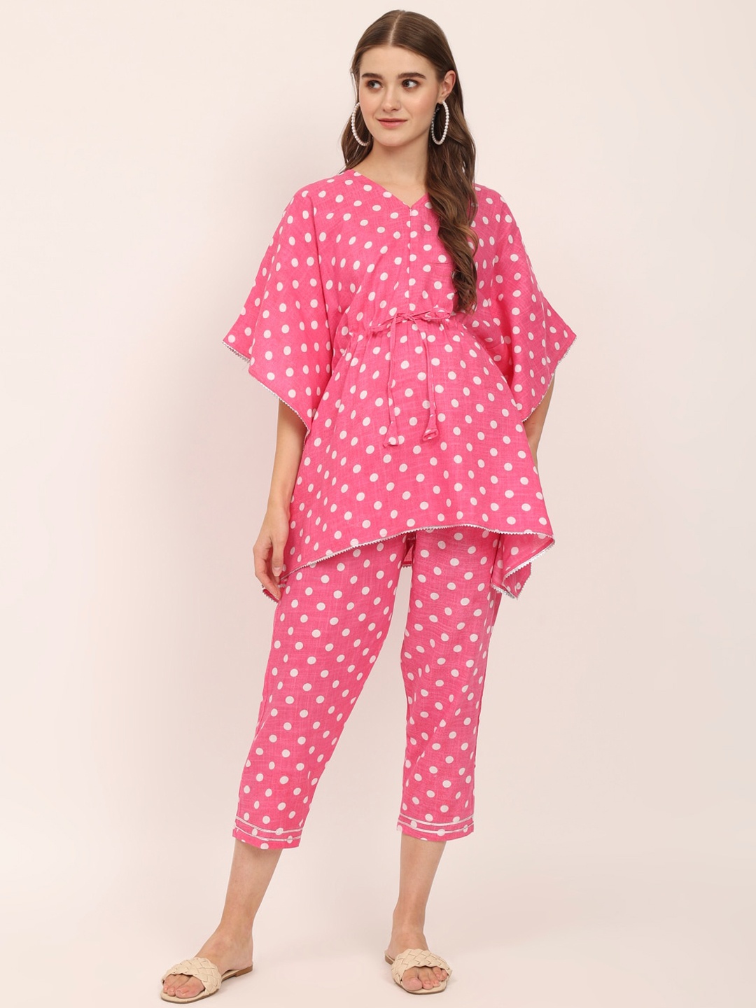 

Aujjessa Printed Maternity Pure Cotton Kurti with Trousers, Pink