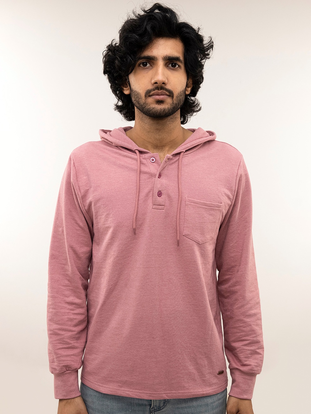

harbour 9 Hooded Cotton Long Sleeves Sweatshirt, Pink