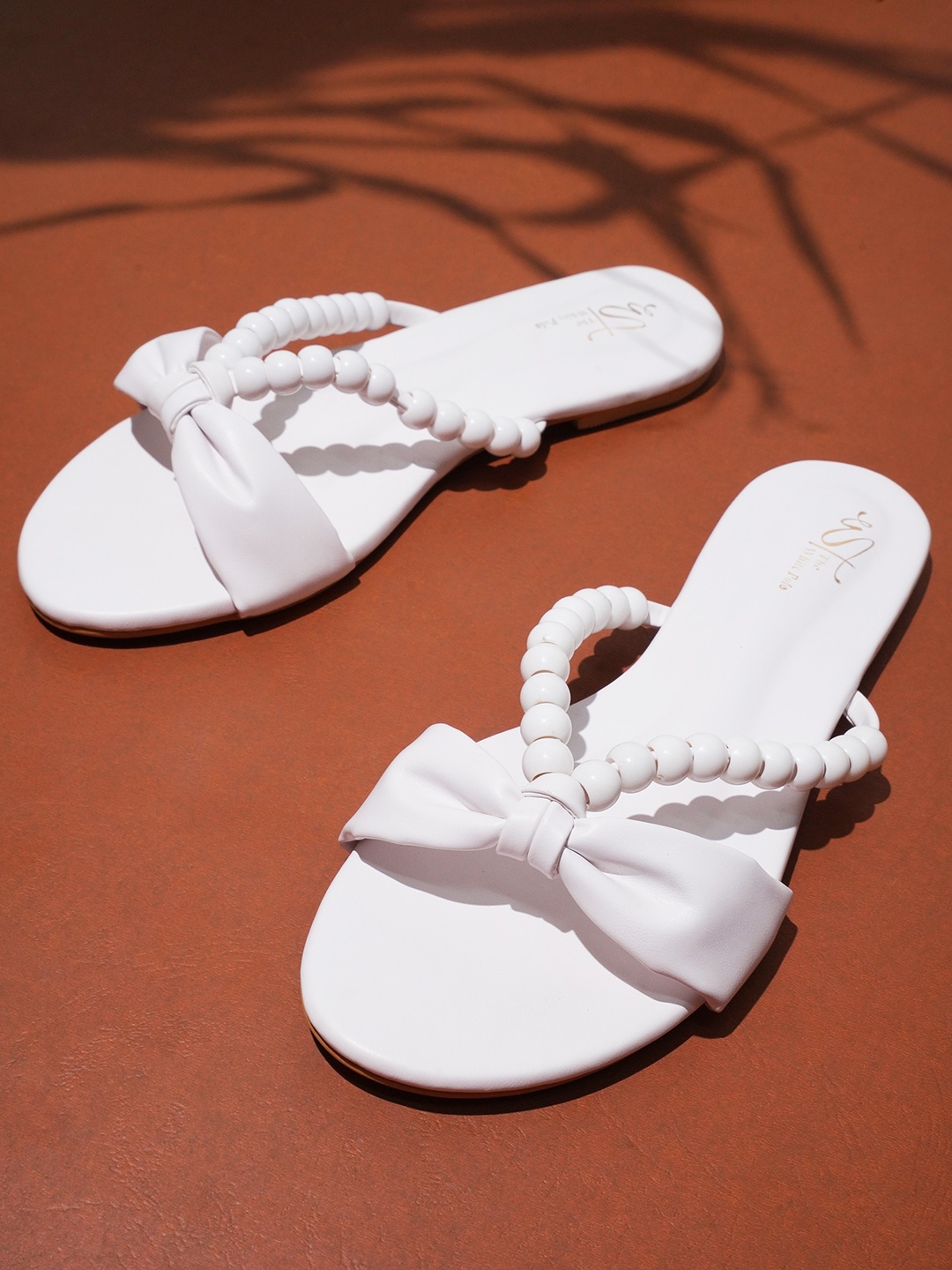 

THE WHITE POLE Beaded Open Toe Flats