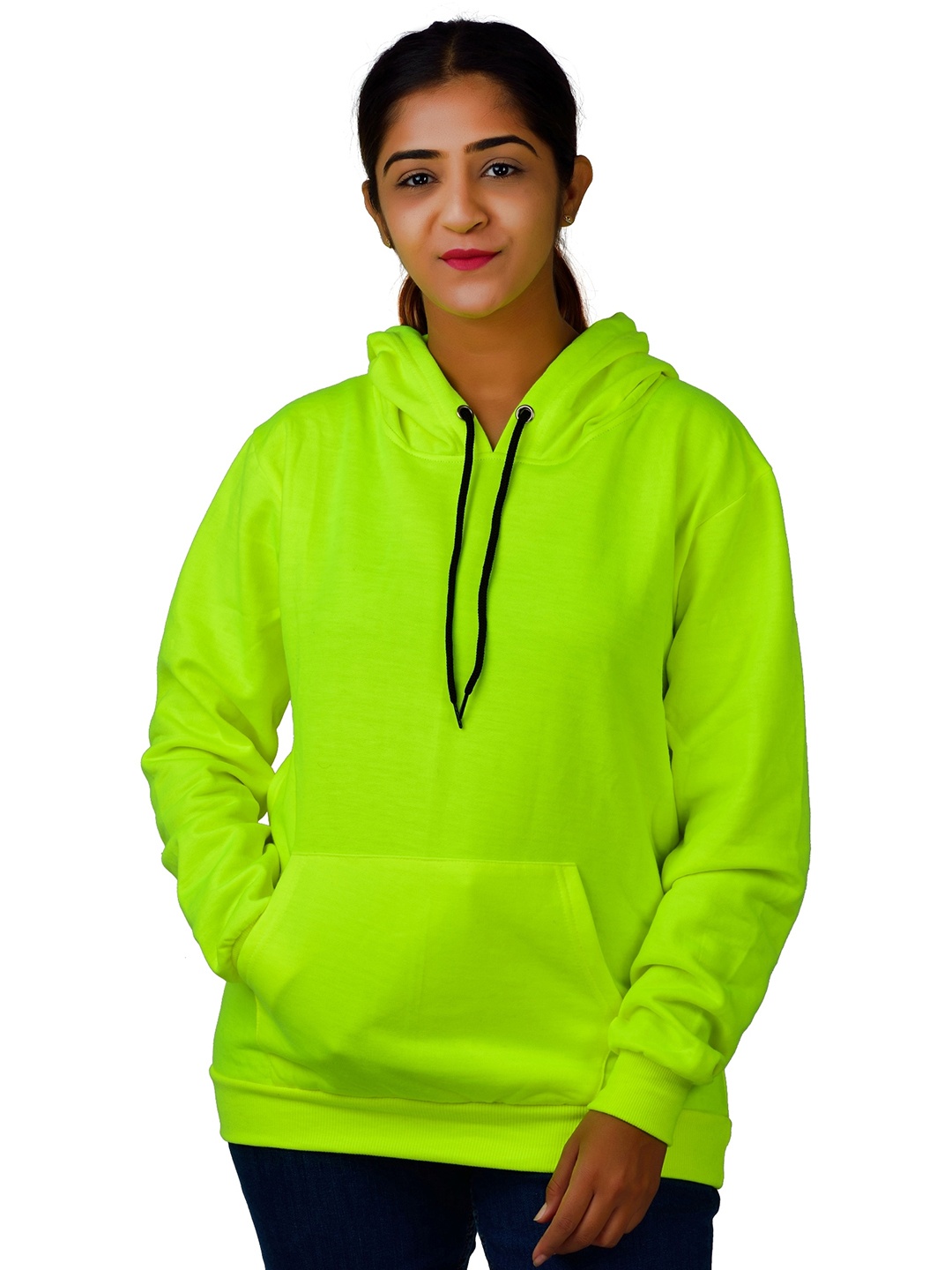 

Divra Clothing Unisex Long Sleeves Fleece Hooded Pullover Sweatshirt, Fluorescent green