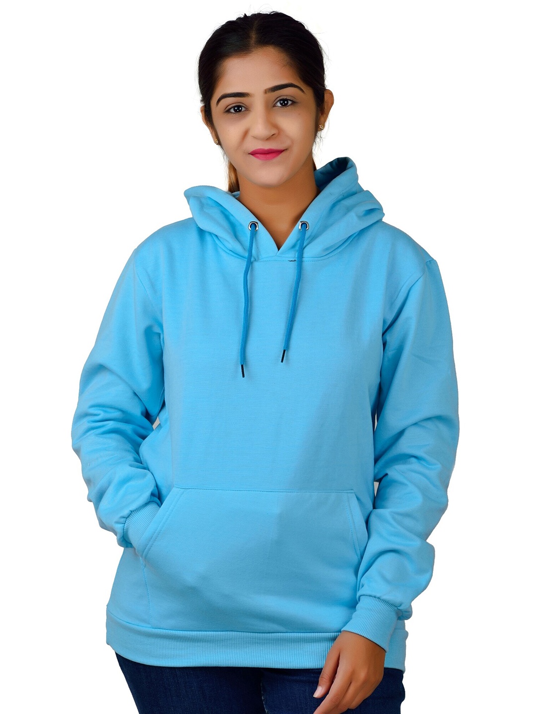 

Divra Clothing Unisex Long Sleeves Fleece Hooded Pullover Sweatshirt, Turquoise blue