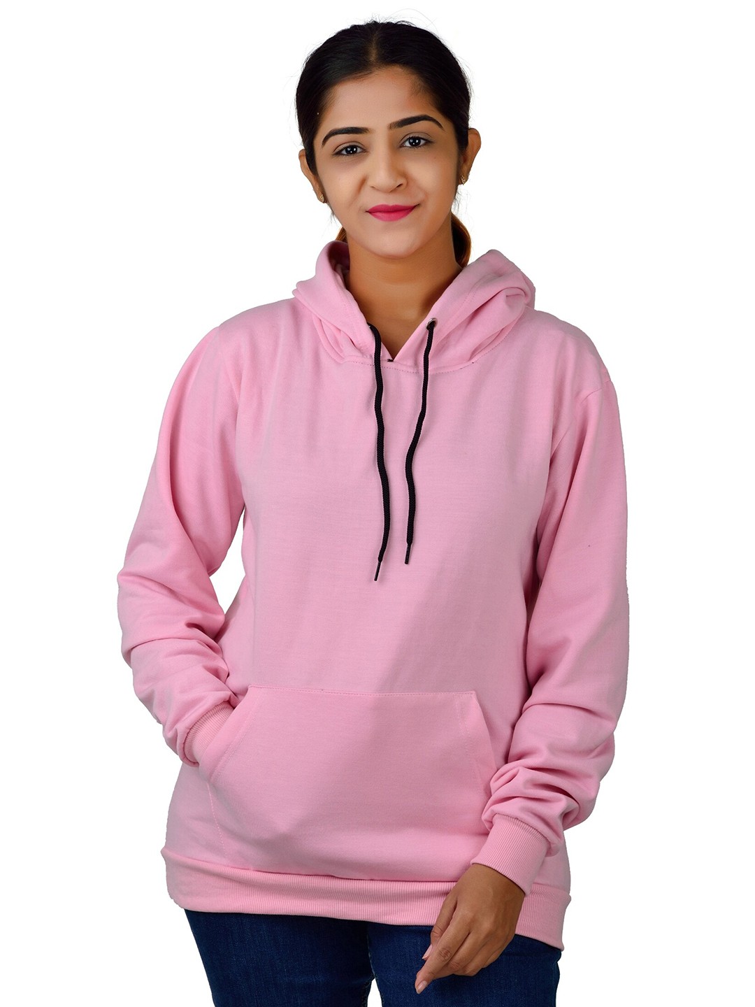 

Divra Clothing Hooded Pullover Fleece Sweatshirt, Pink