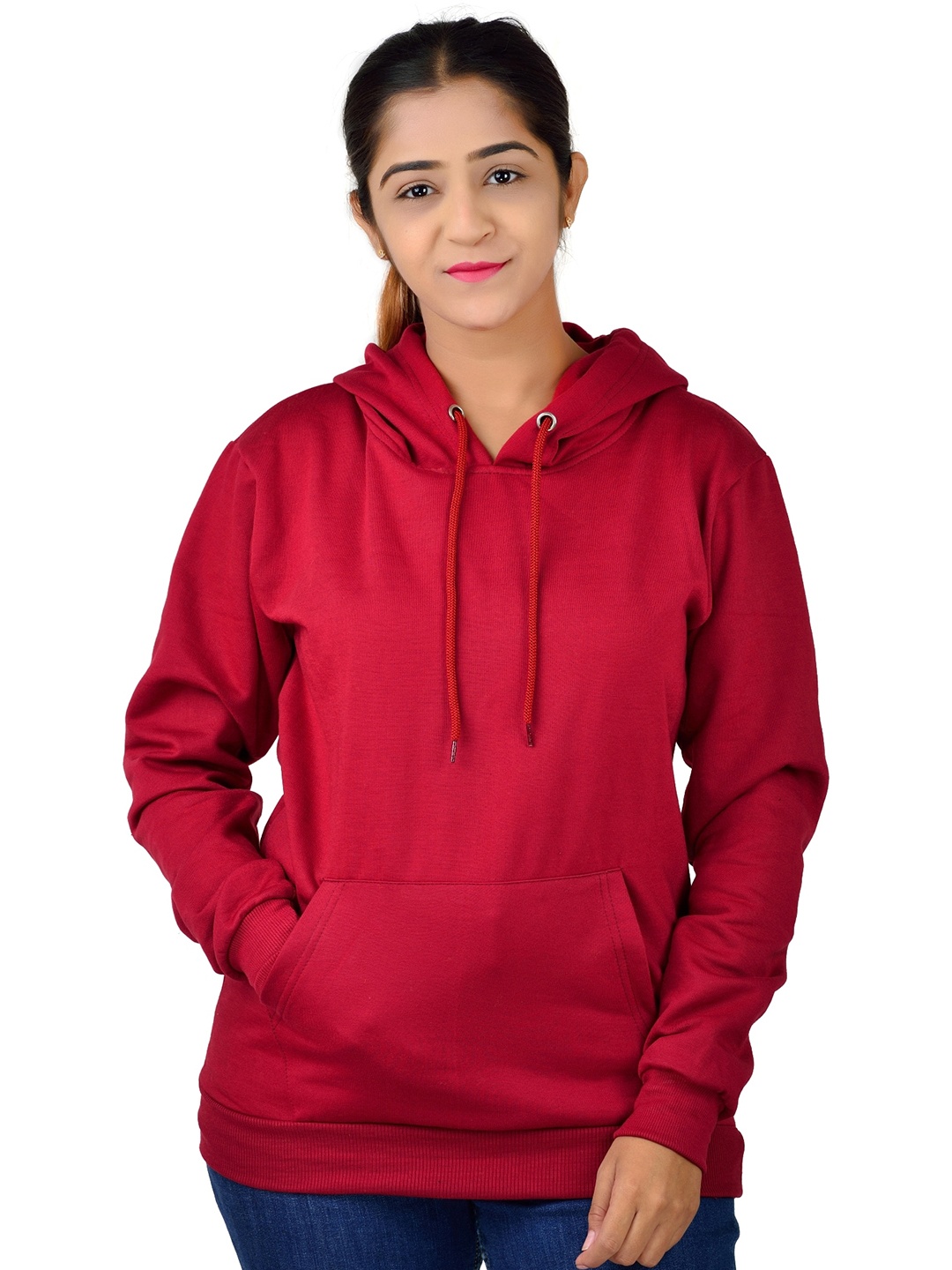 

Divra Clothing Hooded Pullover Fleece Sweatshirt, Maroon