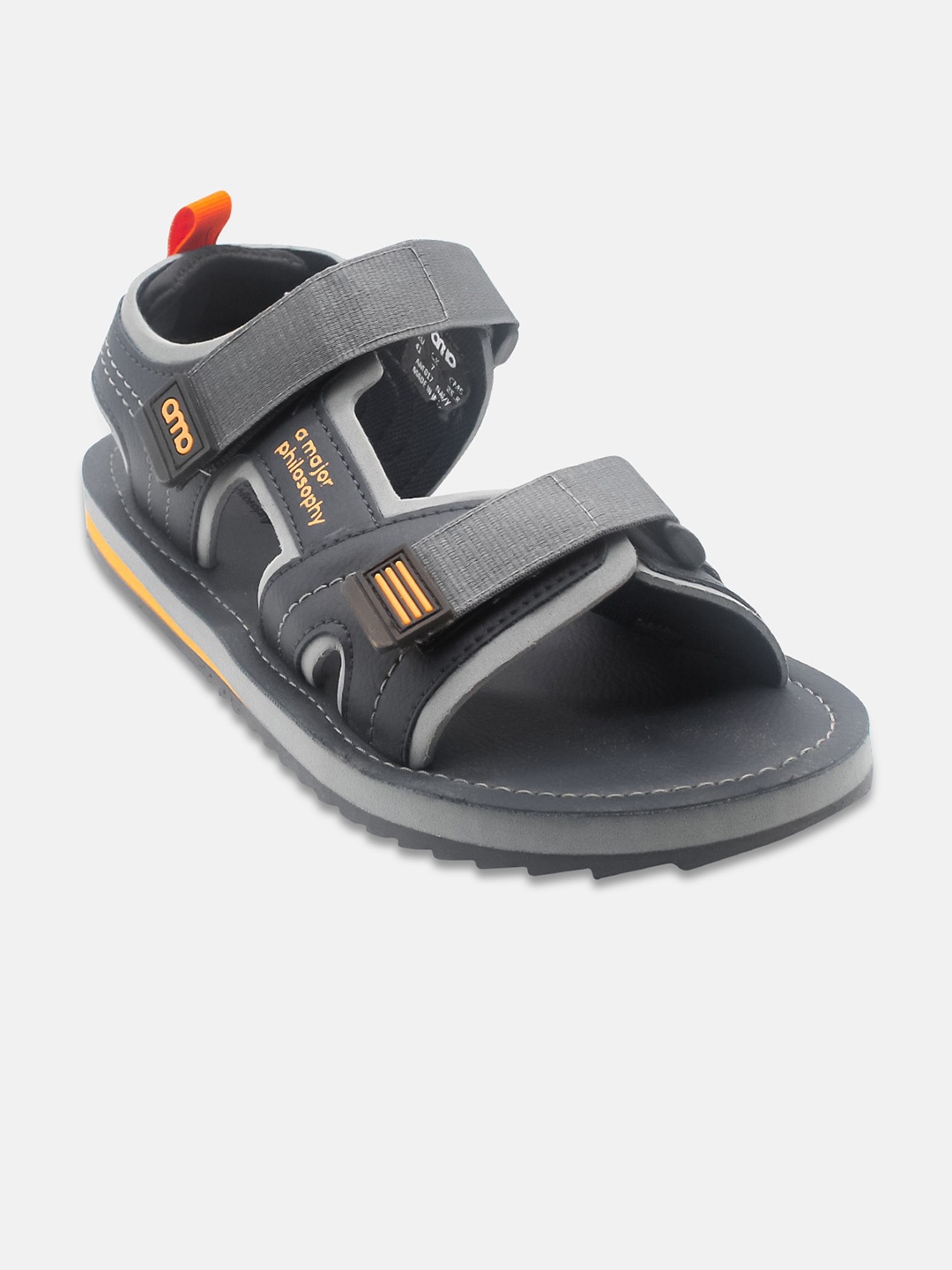 

AMP Men Velcro Detail Sports Sandals, Grey