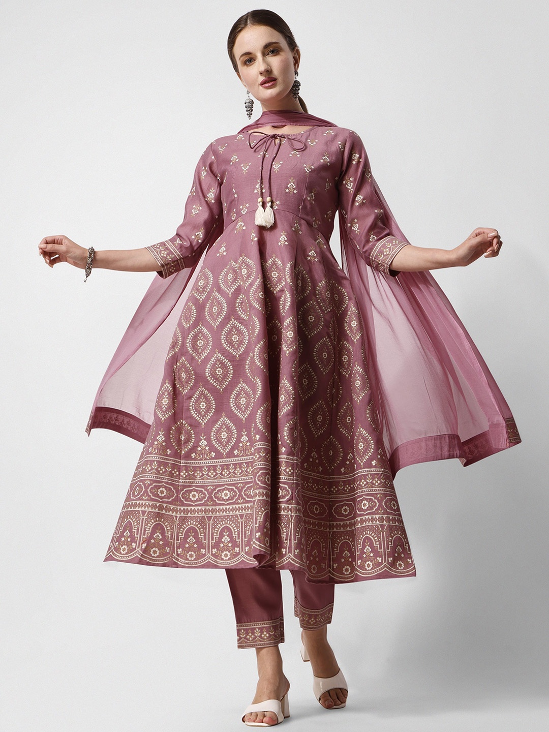 

KALINI Ethnic Motifs Printed Regular Kurta With Trousers & Dupatta, Pink