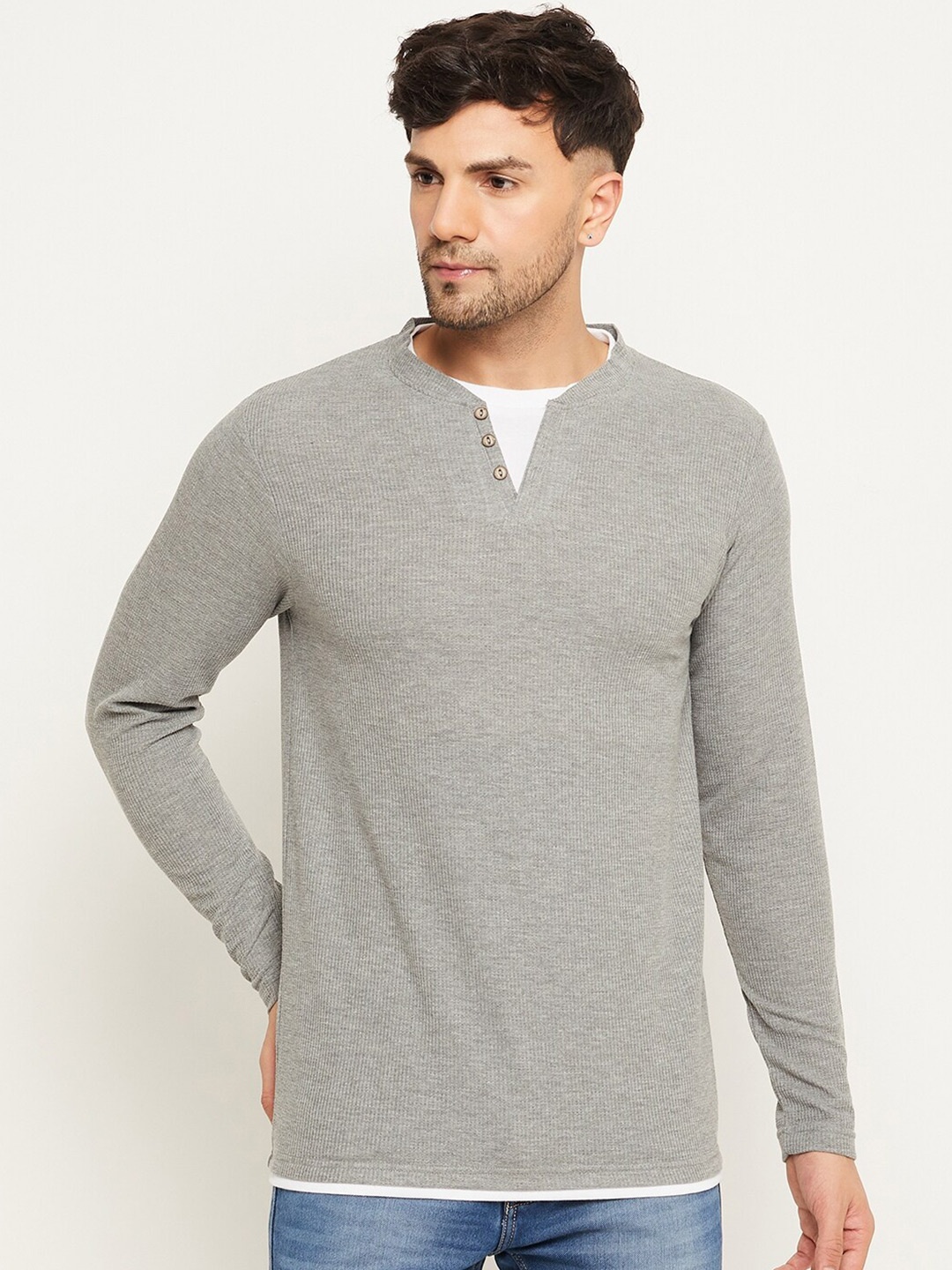 

Club York Henley Neck Long Sleeves T-shirt, Grey