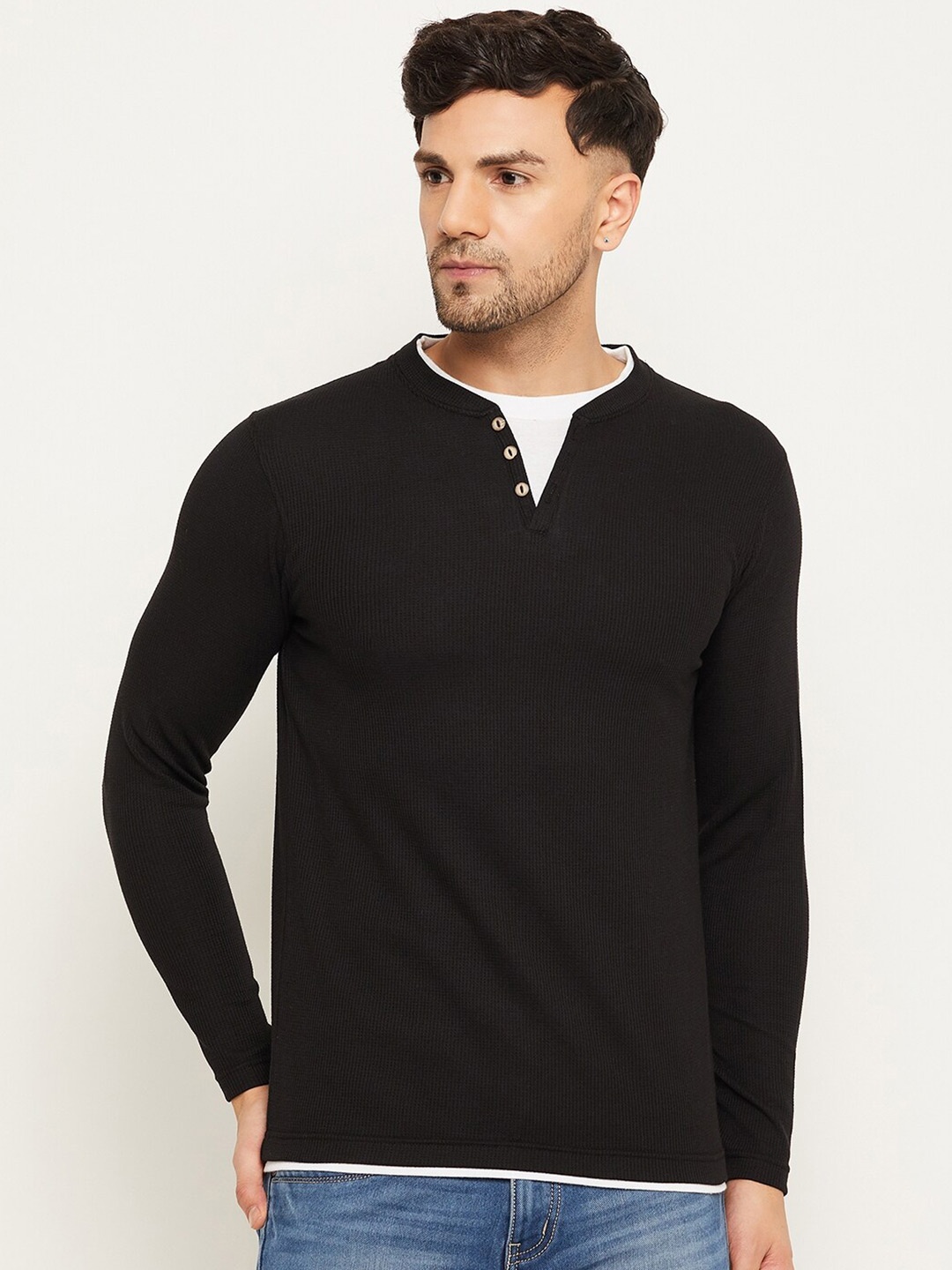 

Club York Henley Neck Long Sleeves T-shirt, Black