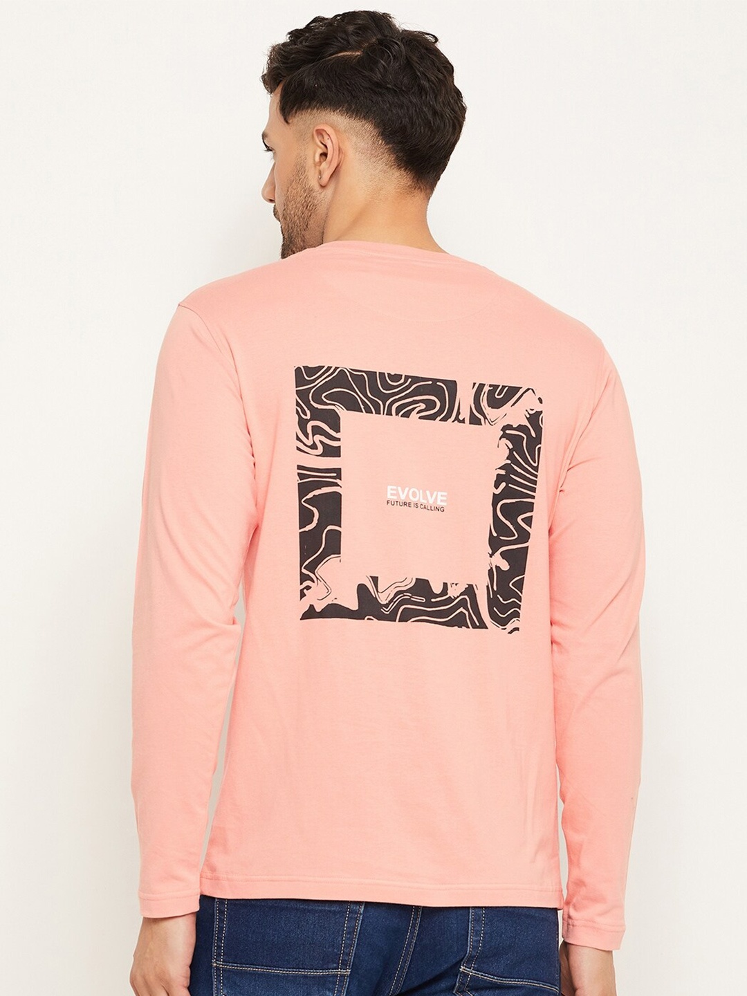

Club York Abstract Printed Long Sleeves T-shirt, Peach