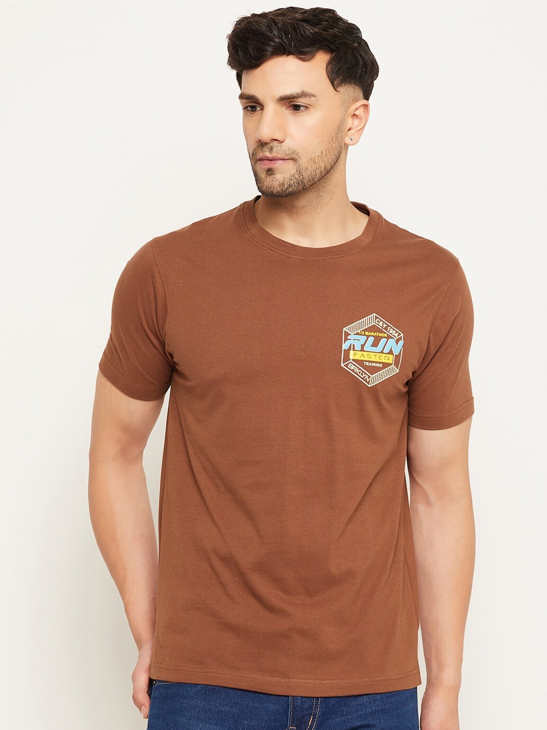 

Club York Typography Printed Round Neck T-shirt, Brown