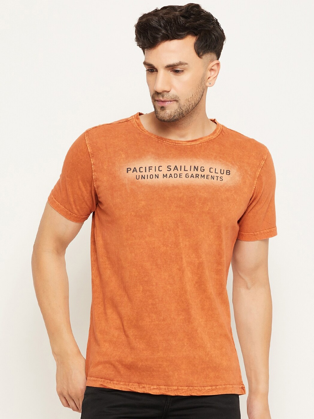 

Club York Typography Printed Cotton T-shirt, Rust