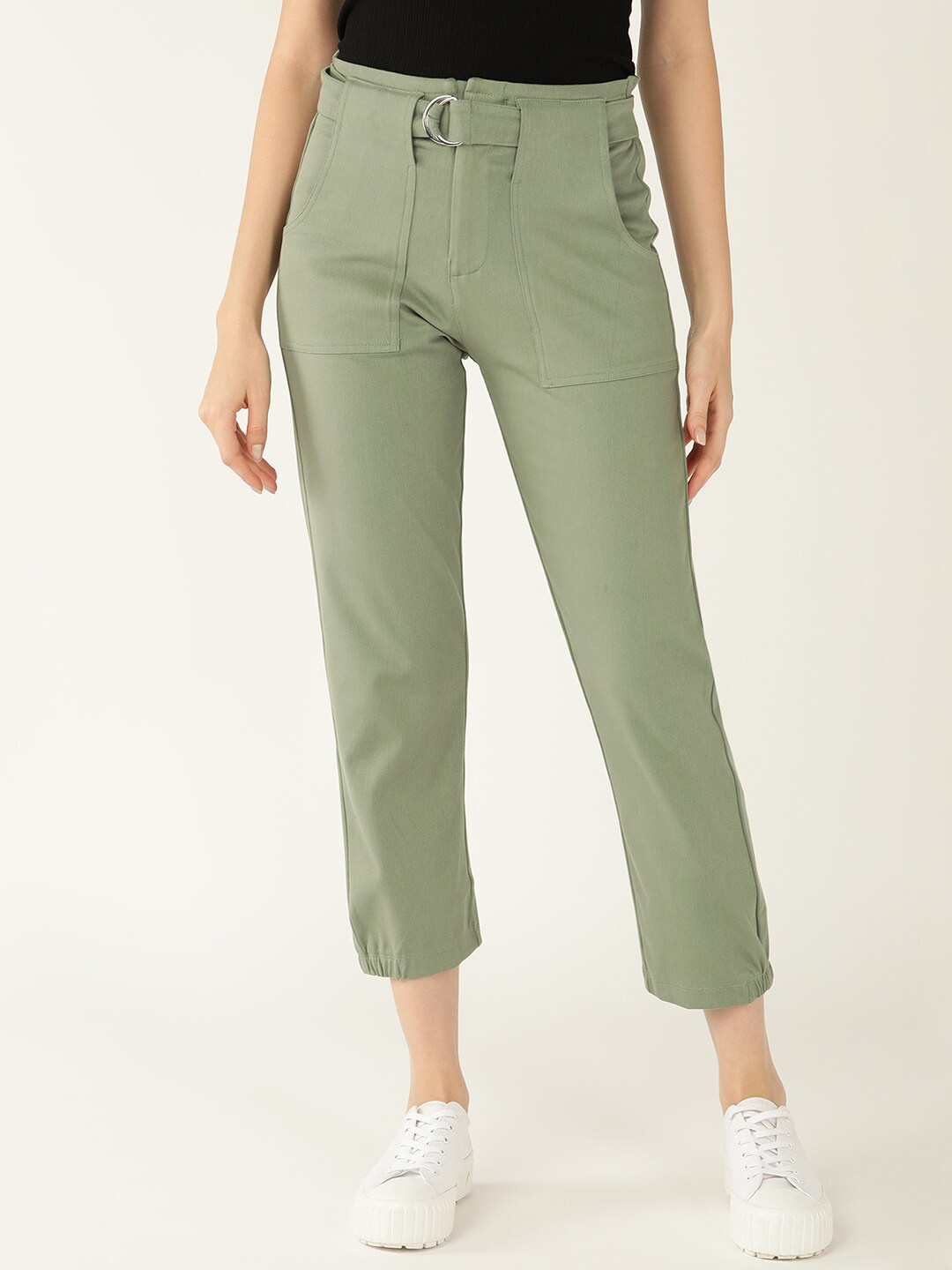 

Mast & Harbour Women Regular Fit Mid-Rise Trouser, Green