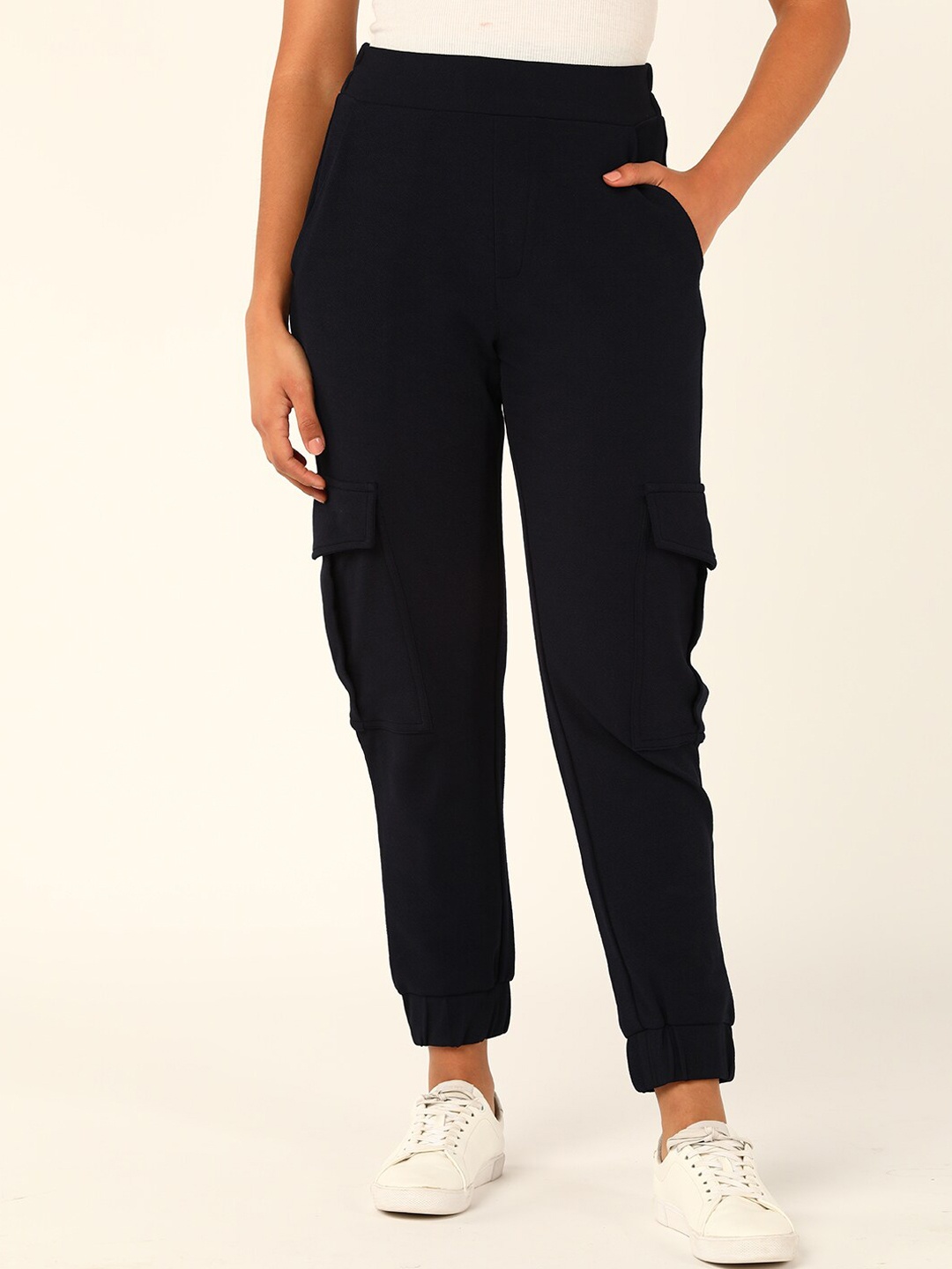 

Mast & Harbour Women Navy Blue Mid-Rise Joggers