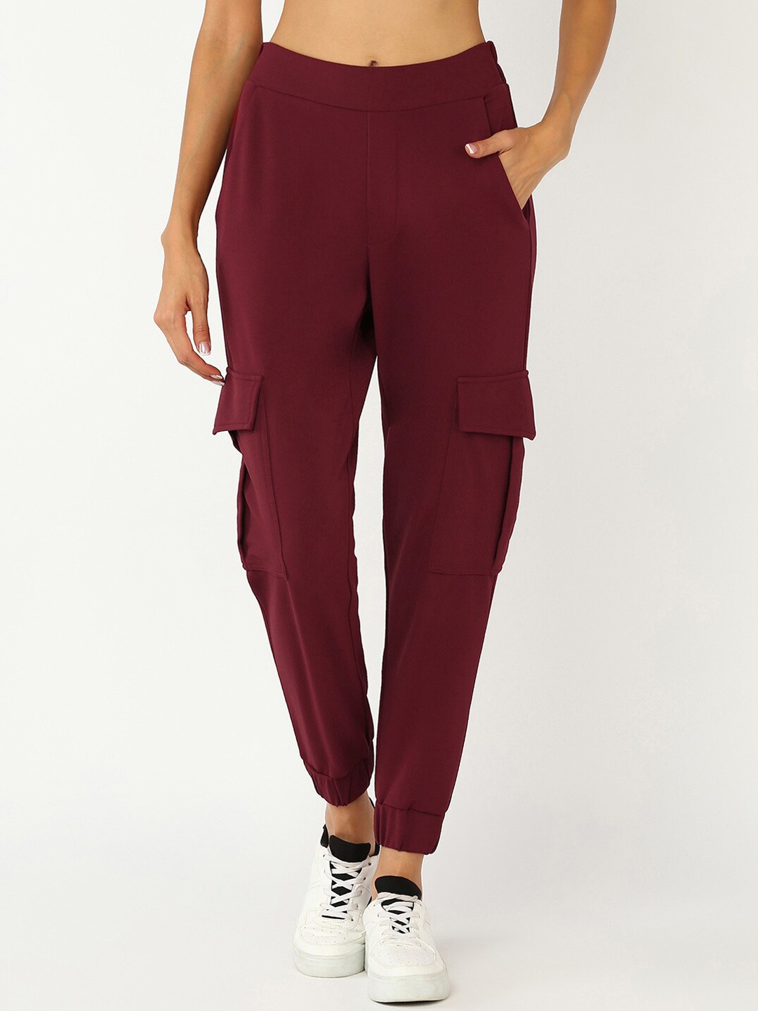 

Mast & Harbour Women Mid-Rise Joggers, Maroon