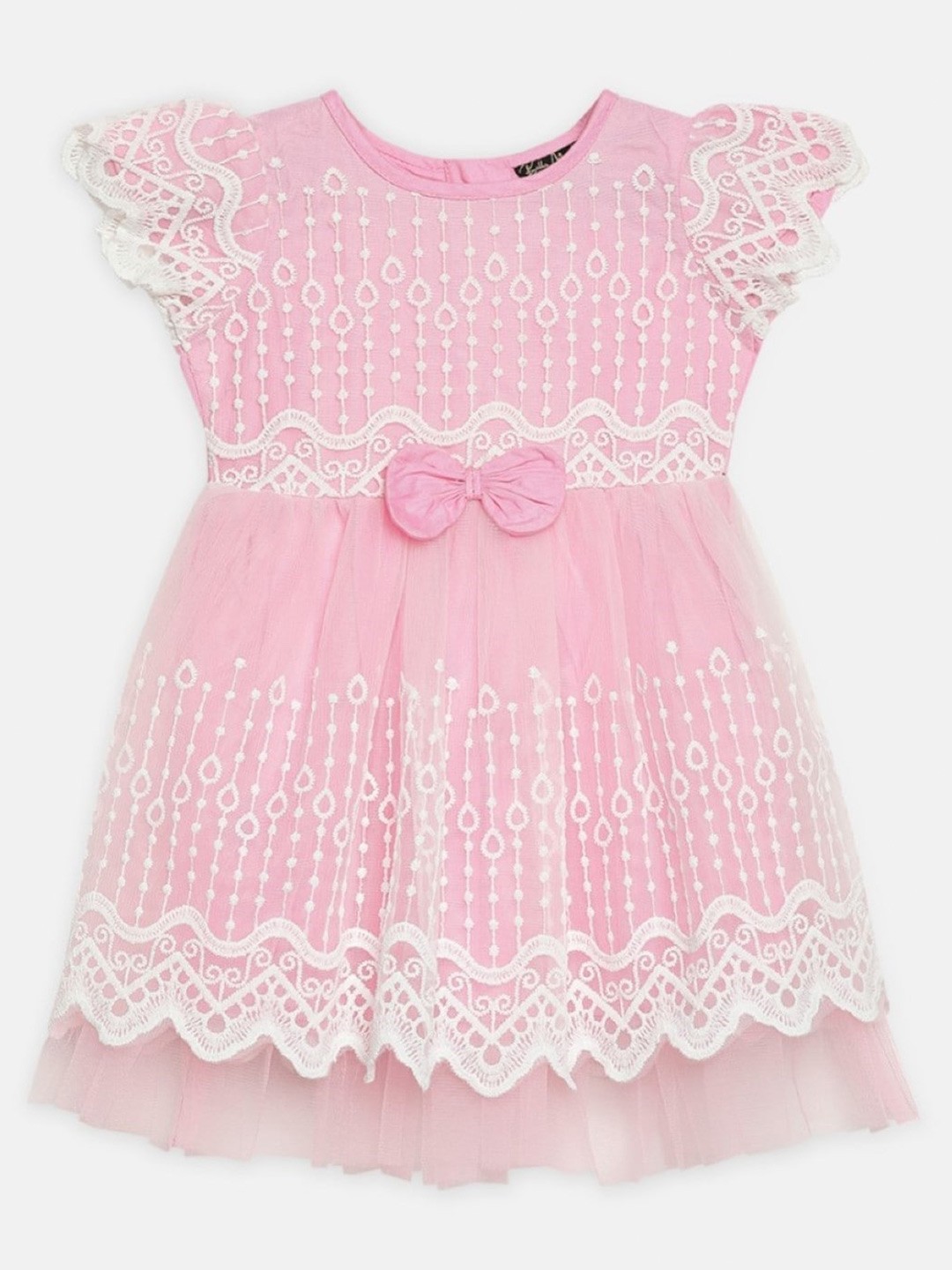 

Bella Moda Floral Embroidered Satin Fit & Flare Dress, Pink