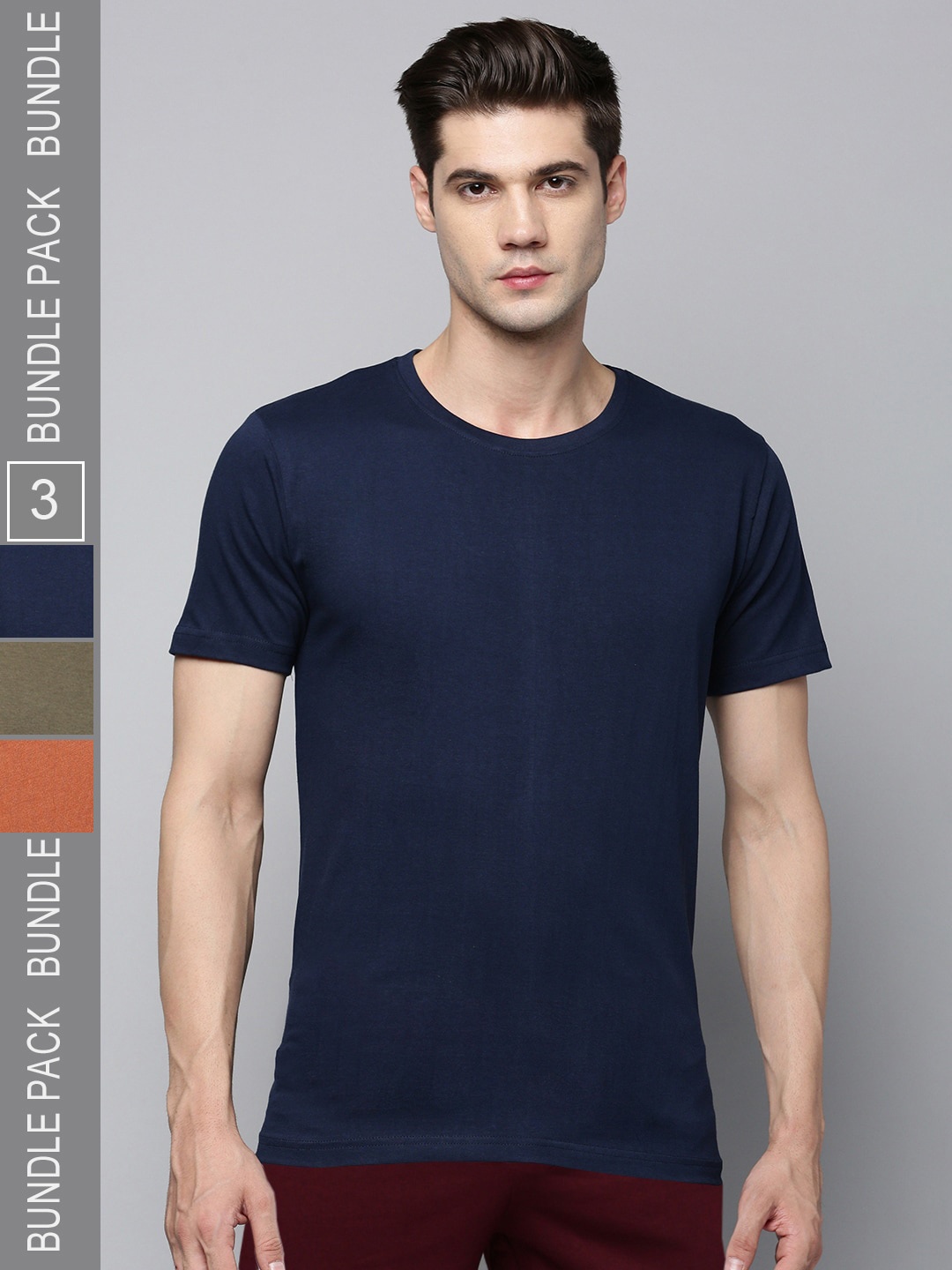 

Urban Dog Pack Of 3 Pure Cotton Casual T-Shirts, Navy blue
