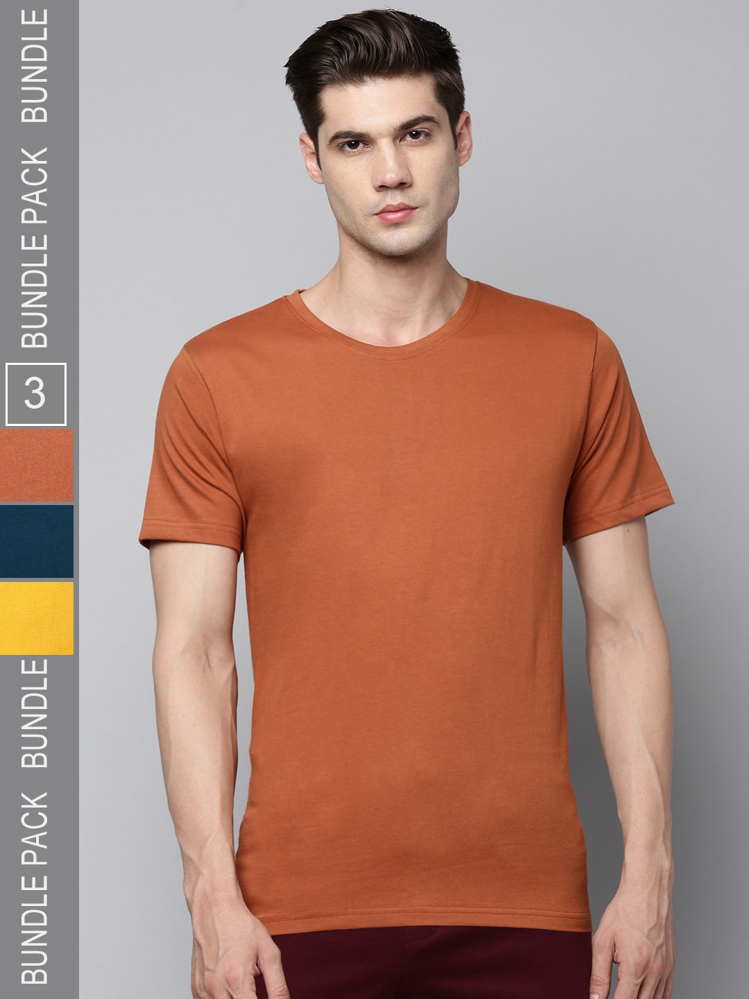 

Urban Dog Pack Of 3 Pure Cotton Casual T-Shirts, Rust