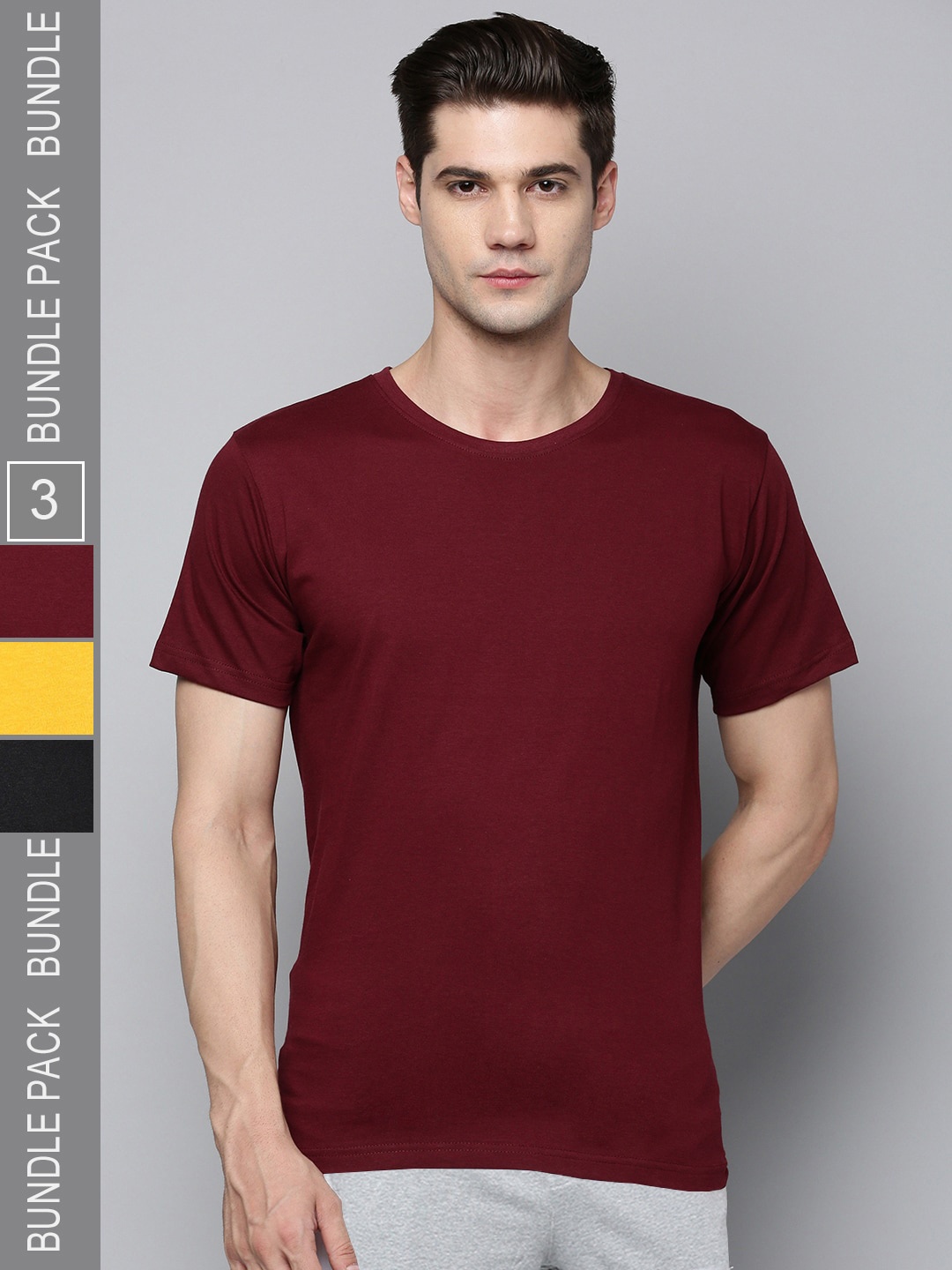 

Urban Dog Pack Of 3 Pure Cotton Casual T-Shirts, Maroon