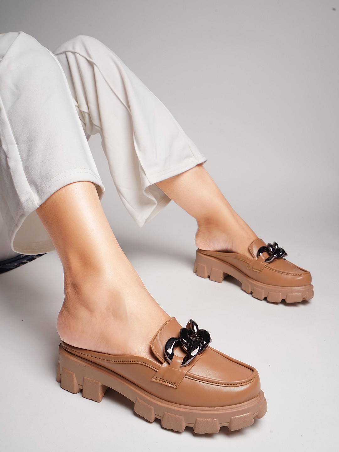 

JM Looks Embellished Platform Heels, Beige