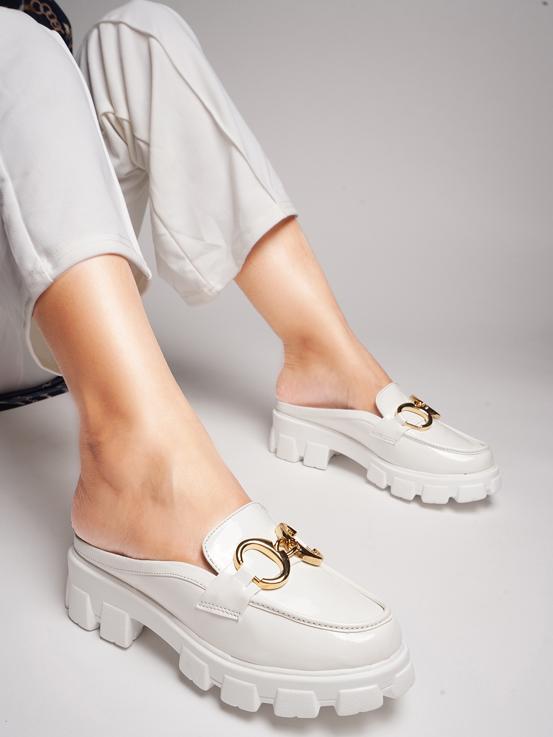 

JM Looks Embellished Platform Heels, White
