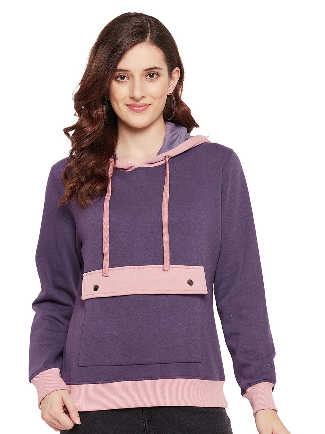 

URKNIT Colourblocked Hooded Pullover Sweatshirt, Purple
