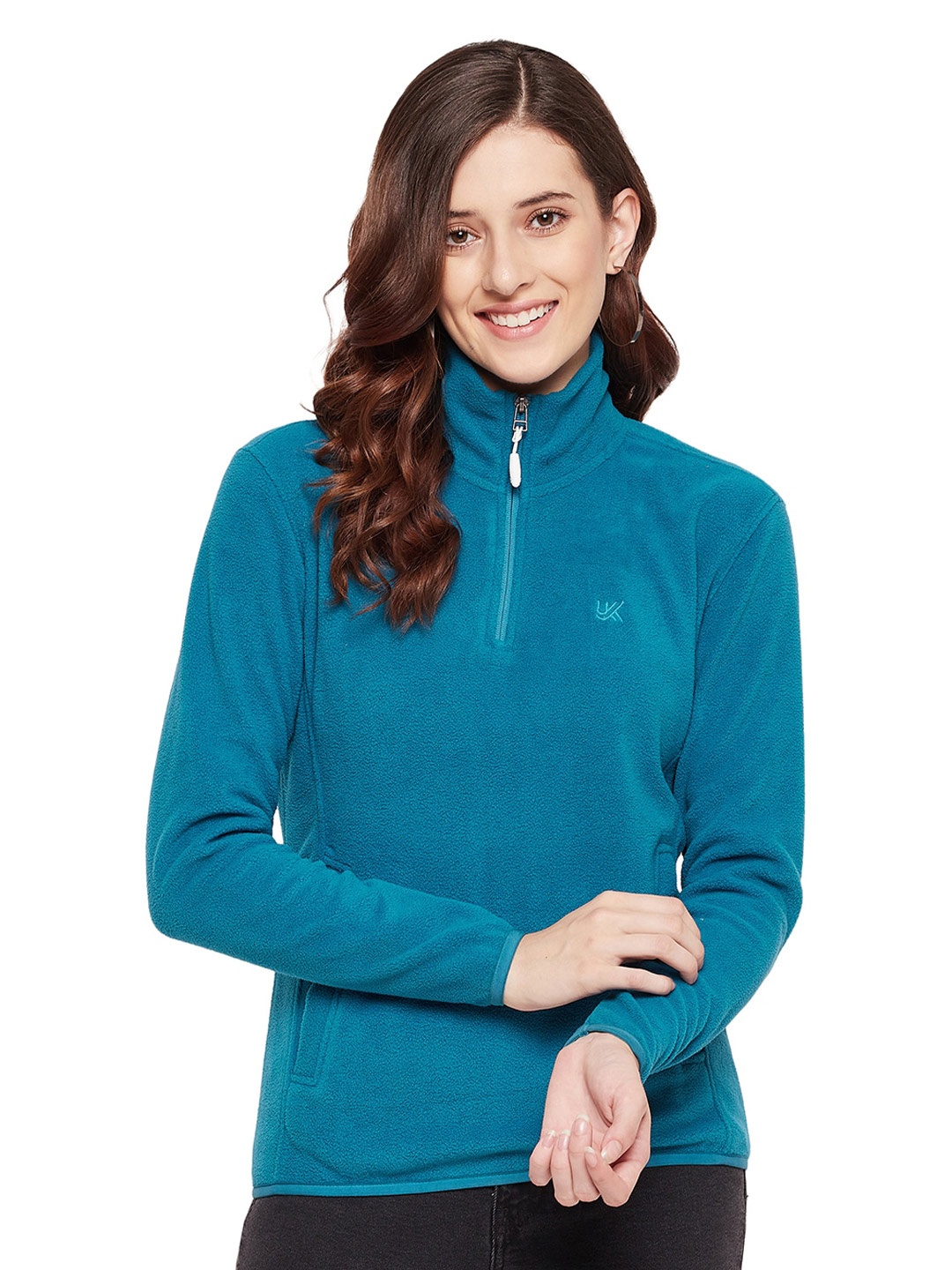 

URKNIT Mock Collar Fleece Pullover Sweatshirt, Blue