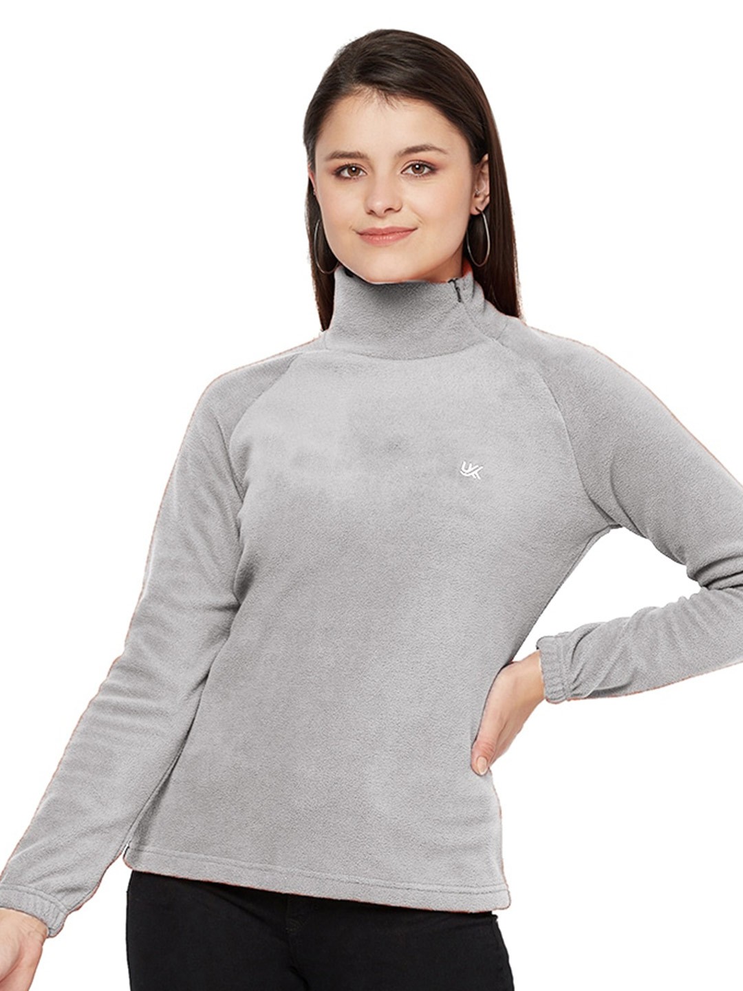 

URKNIT High Neck Fleece Pullover Sweatshirt, Grey