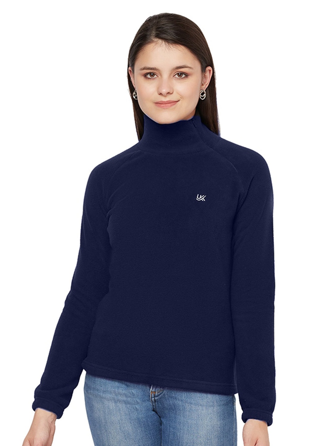 

URKNIT High Neck Fleece Pullover Sweatshirt, Navy blue