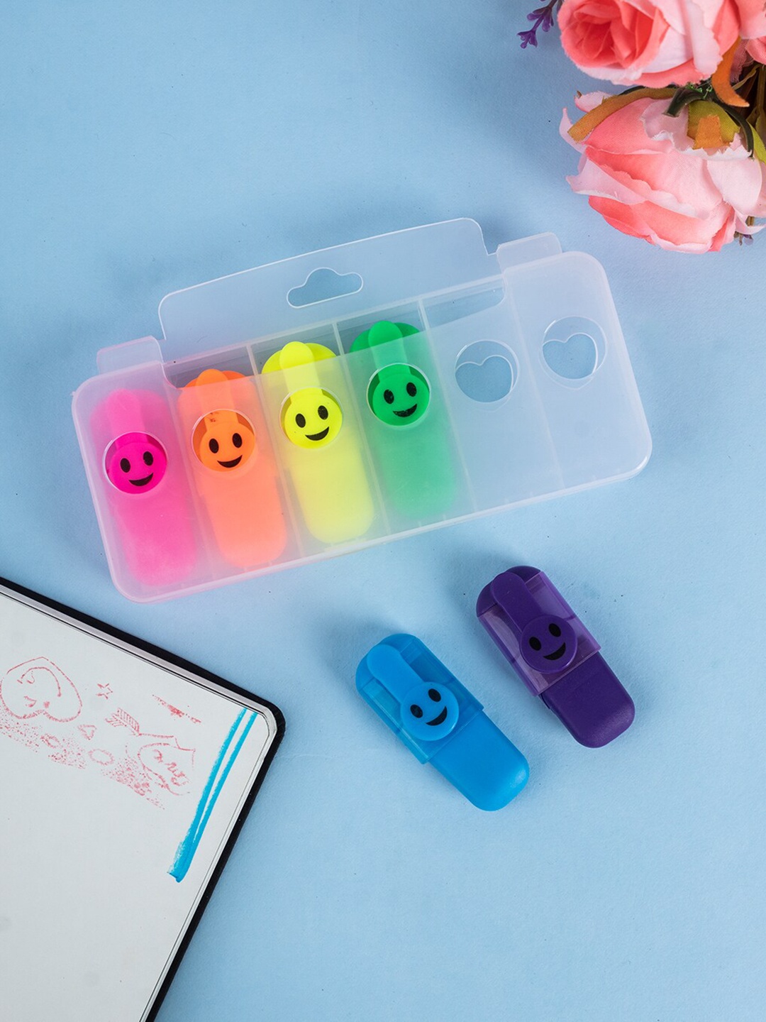 

MARKET99 Set Of 6 Highlighter Pens, Blue