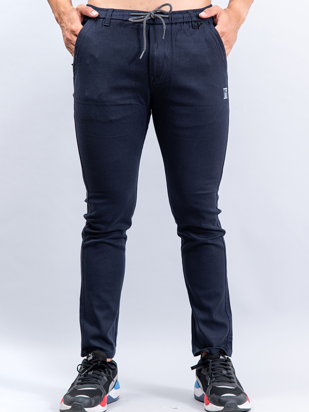 

Tistabene Men Mid-Rise Cotton Track Pants, Navy blue