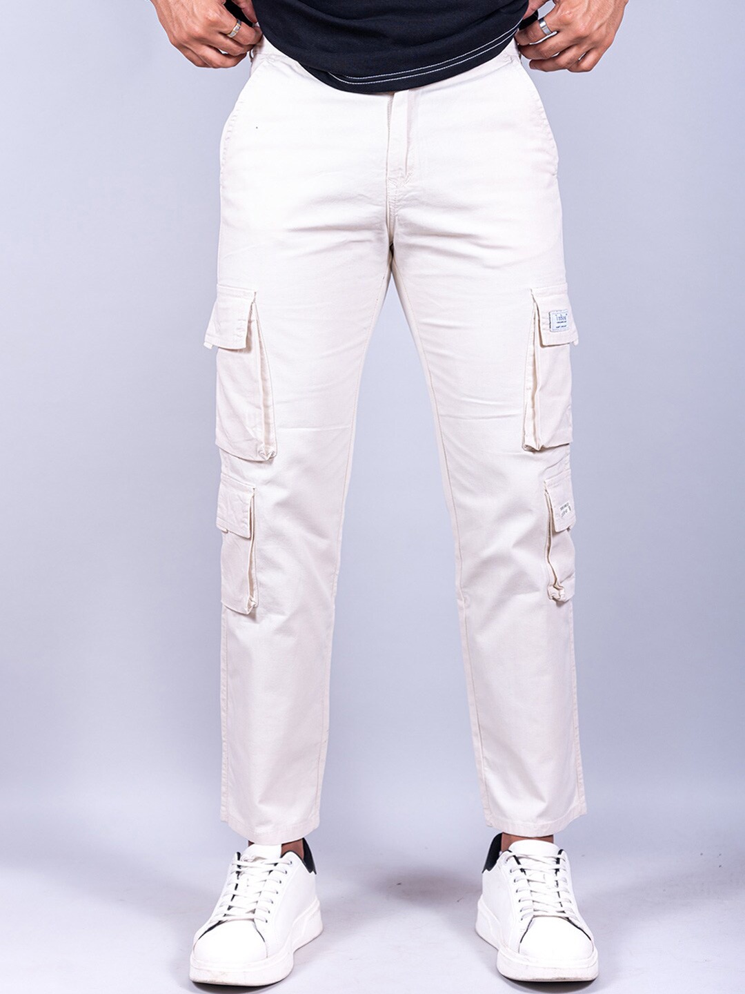 

Tistabene Men Mid Rise Easy Wash Linen Cargo, Cream