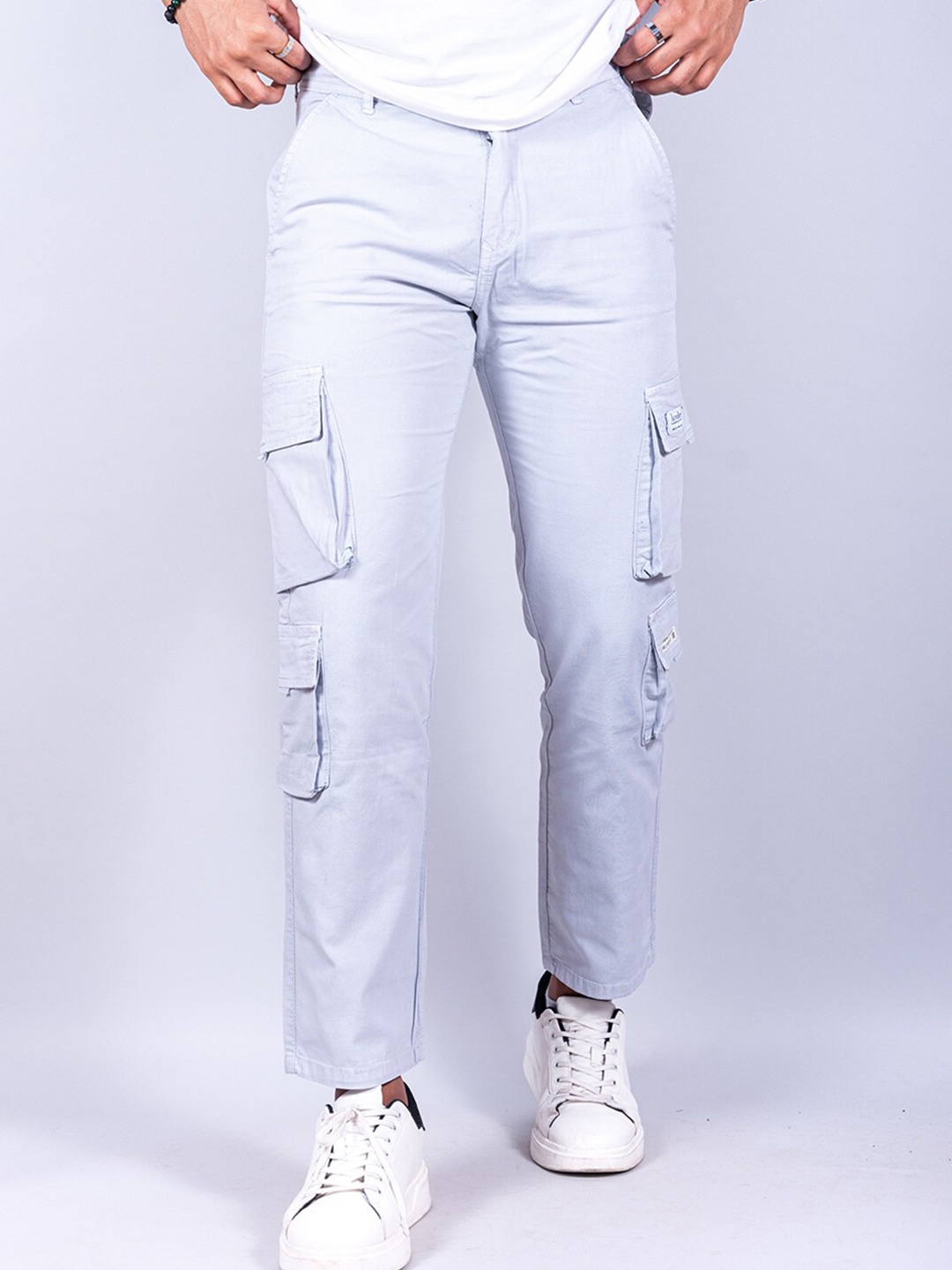 

Tistabene Men Mid-Rise Linen Cargos, Grey