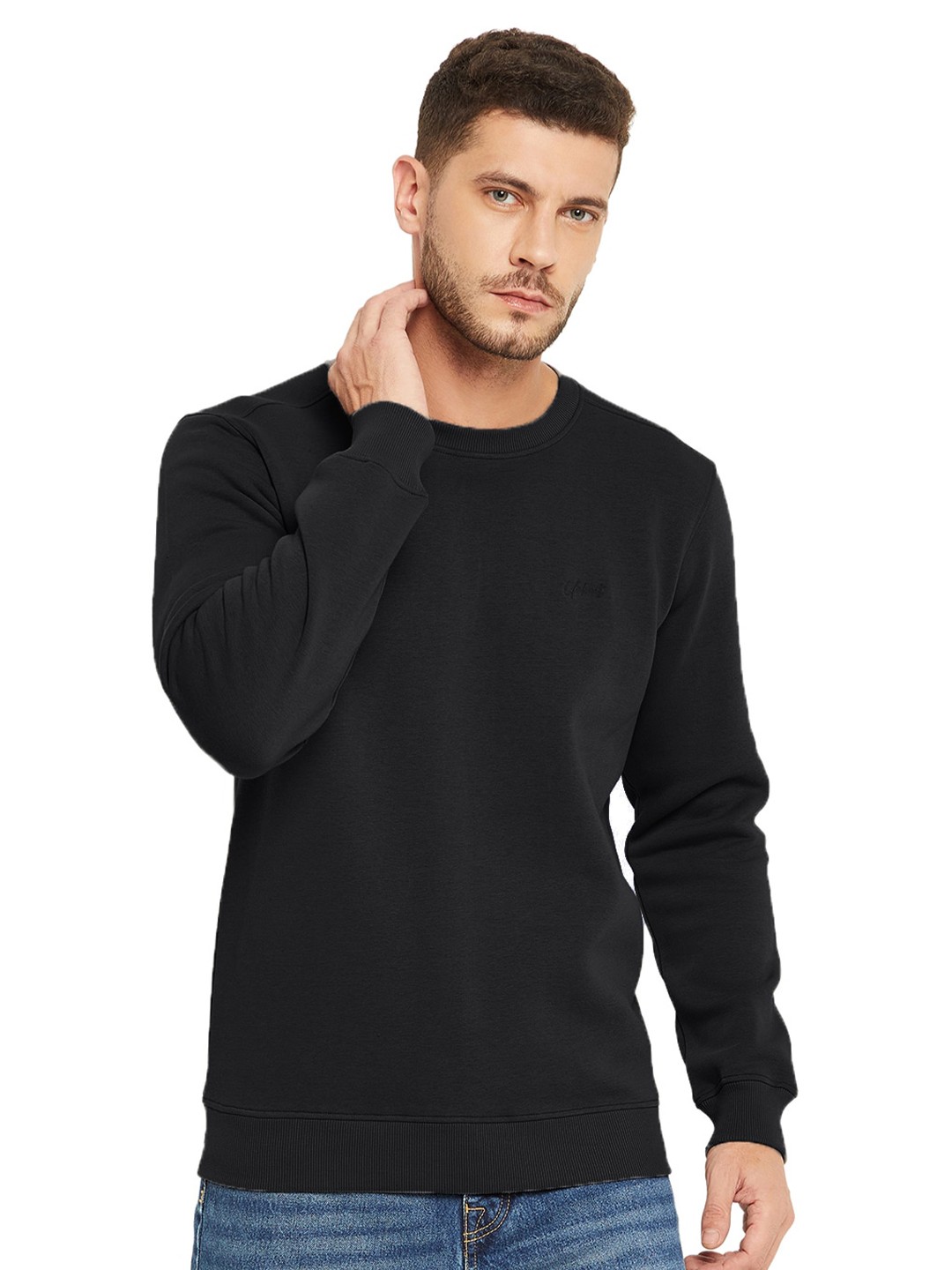 

URKNIT Round Neck Sweatshirt, Black