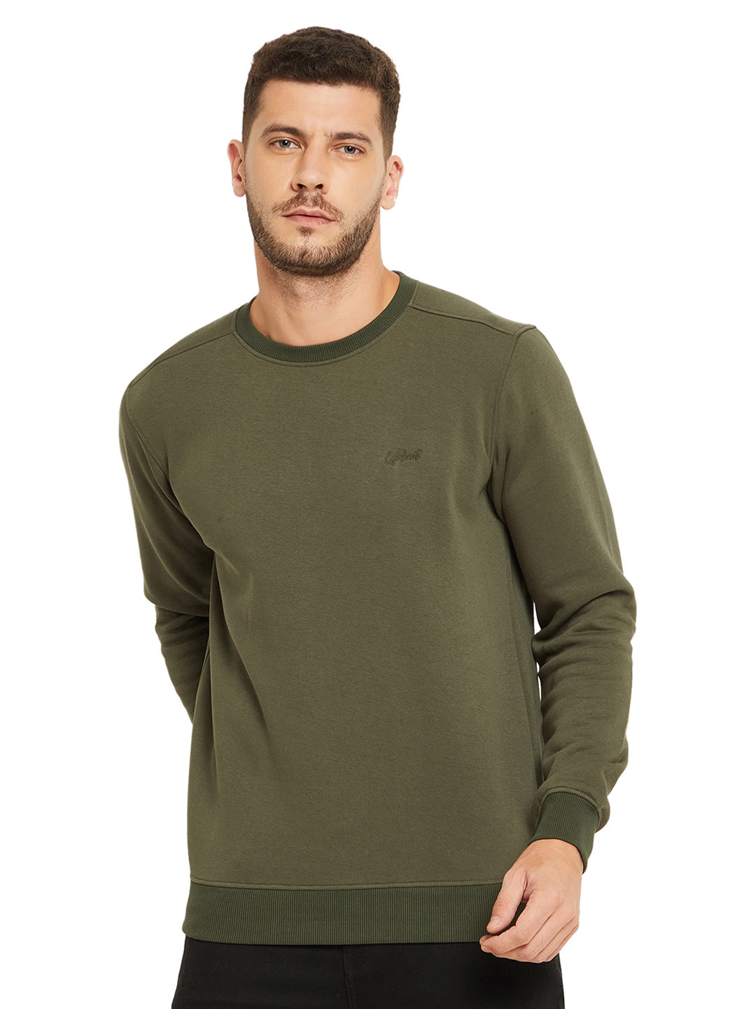 

URKNIT Round Neck Sweatshirt, Olive