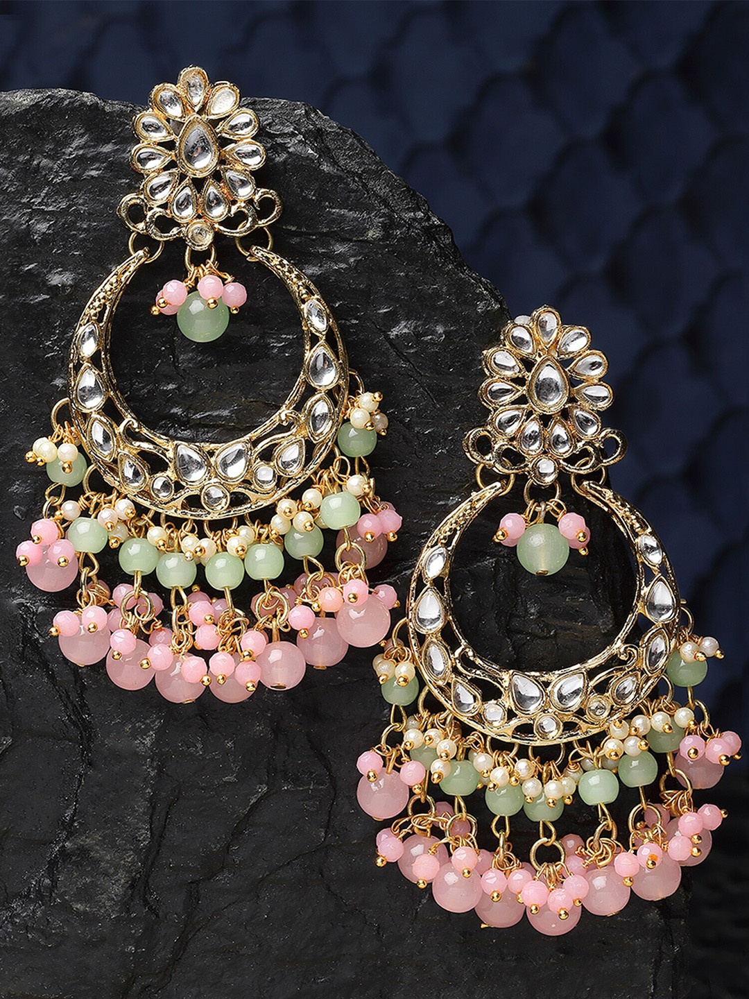 

KARATCART Gold Plated Kundan Chandbalis Earrings