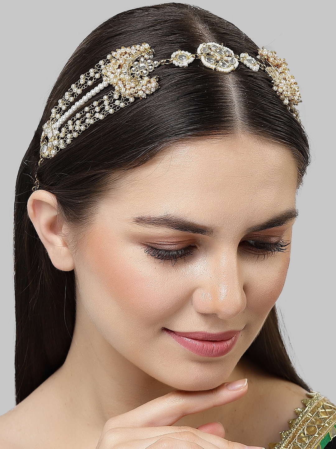 

KARATCART Gold Plated Kundan Studded Sheeshphool