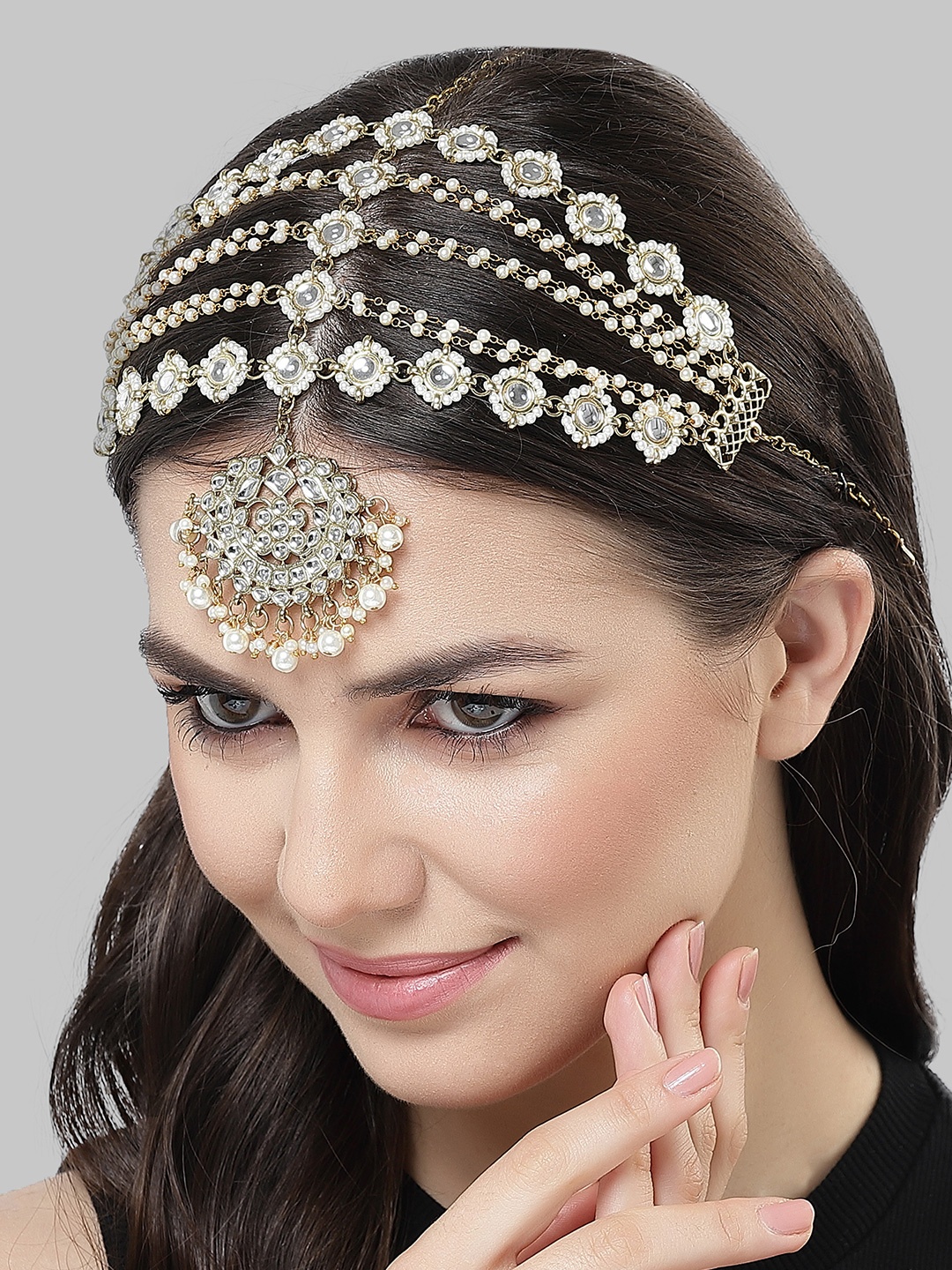 

KARATCART Gold Plated Kundan studded Matha Patti