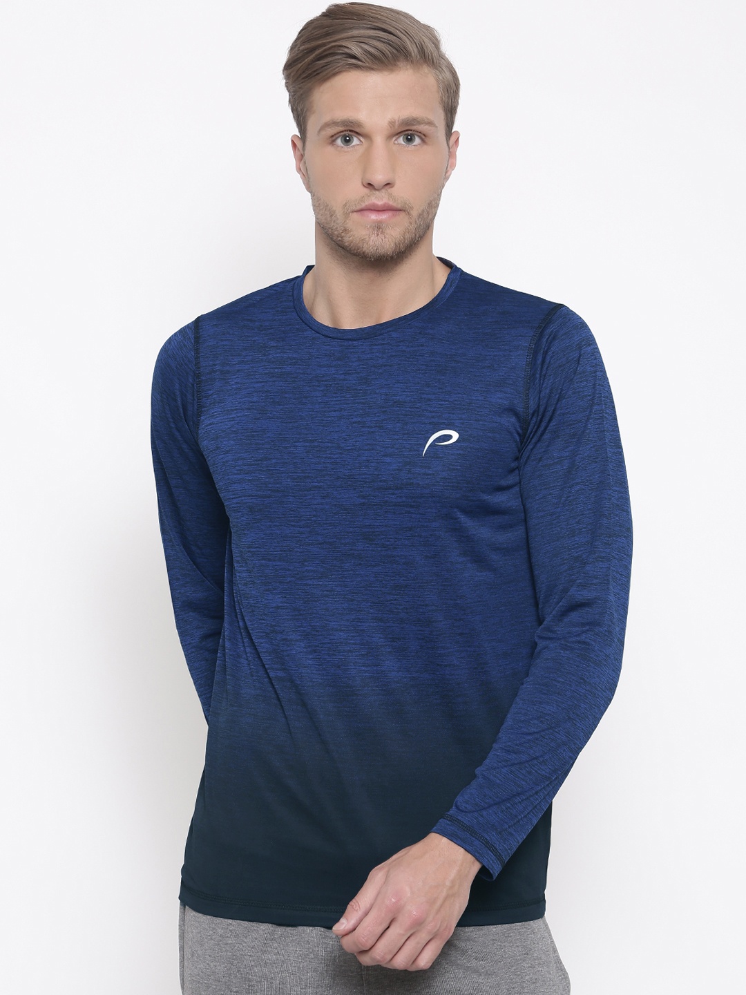 

Proline Active Men Blue & Black Ombre-Dyed Round Neck T-shirt