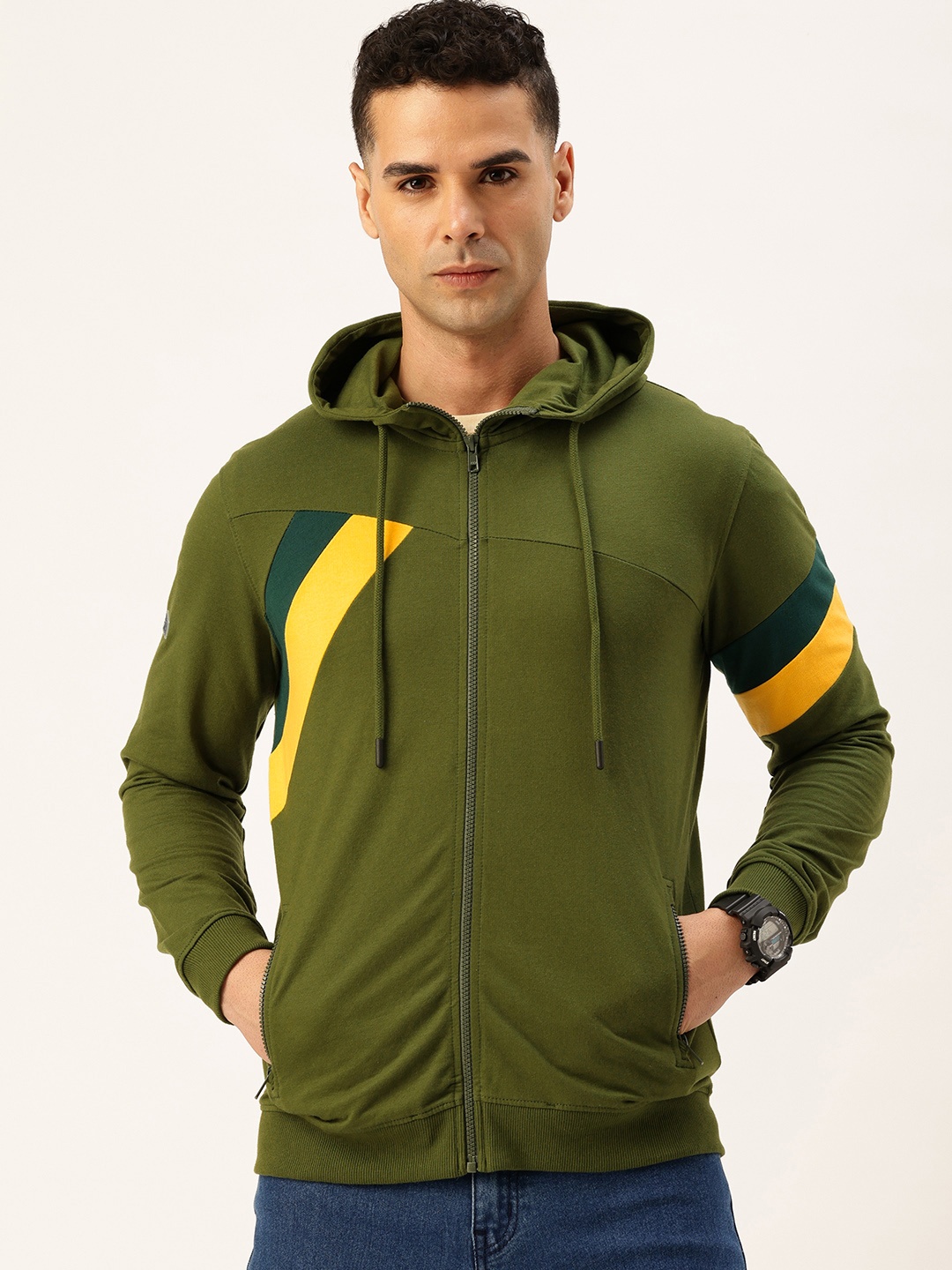 

Peter England Hooded Sweatshirt, Olive