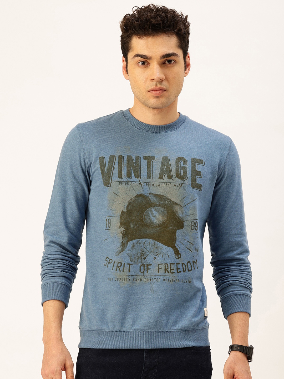 

Peter England Printed Sweatshirt, Blue