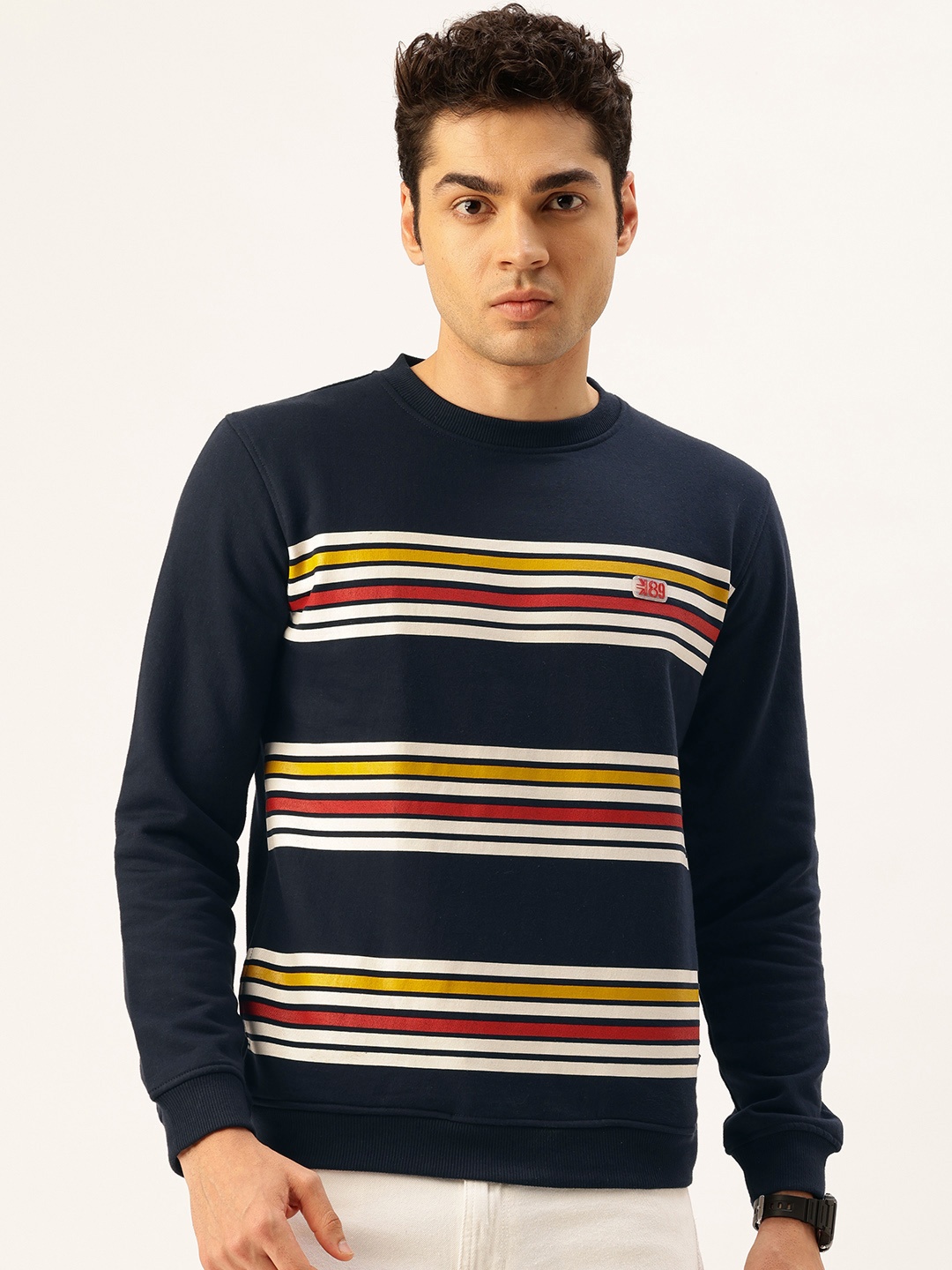 

Peter England Striped Sweatshirt, Navy blue