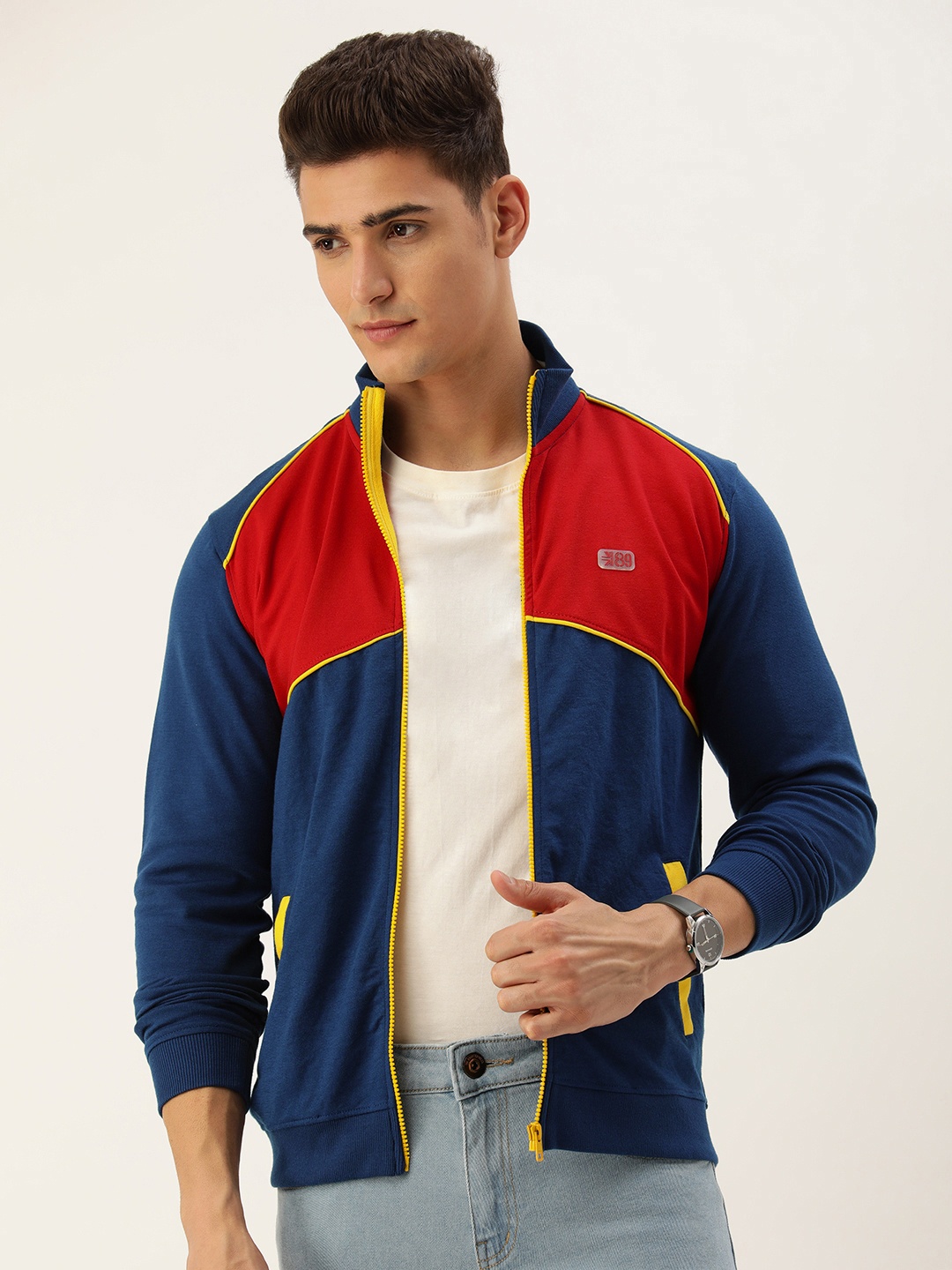 

Peter England Colourblocked Sweatshirt, Navy blue