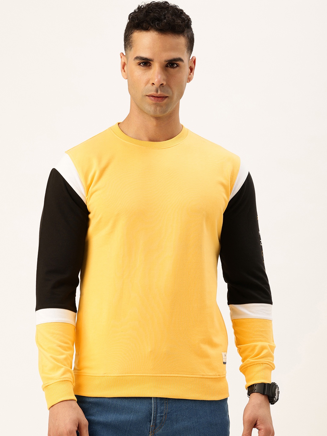 

Peter England Solid Pullover Sweatshirt, Yellow