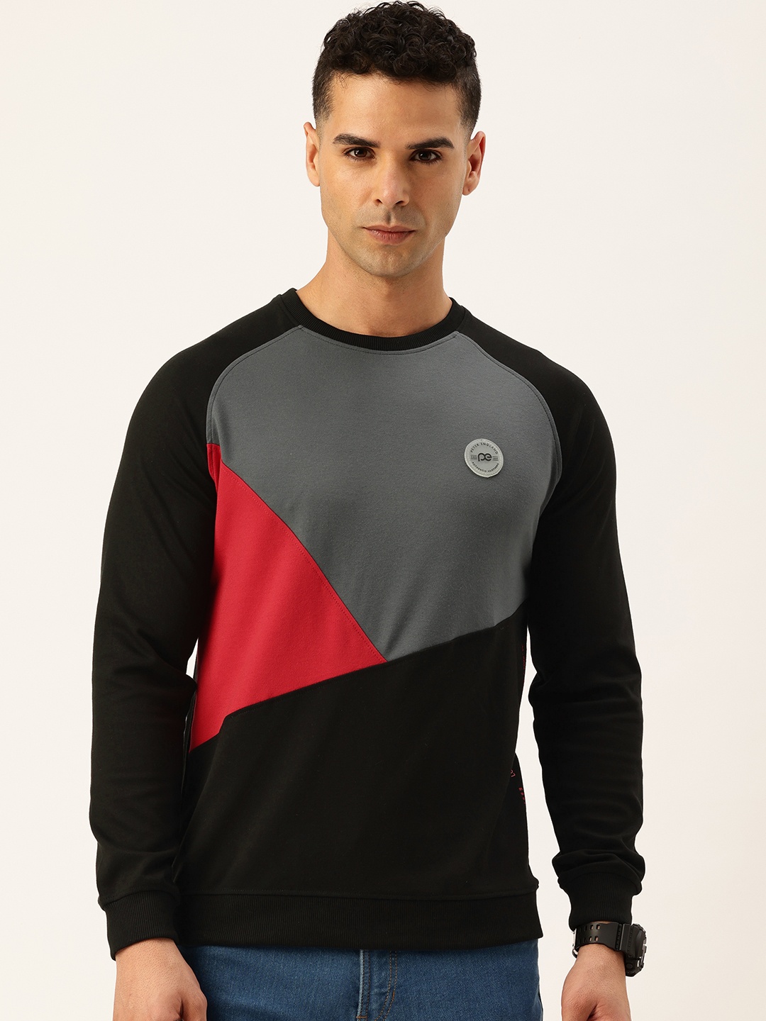 

Peter England Colourblocked Pullover Sweatshirt, Black