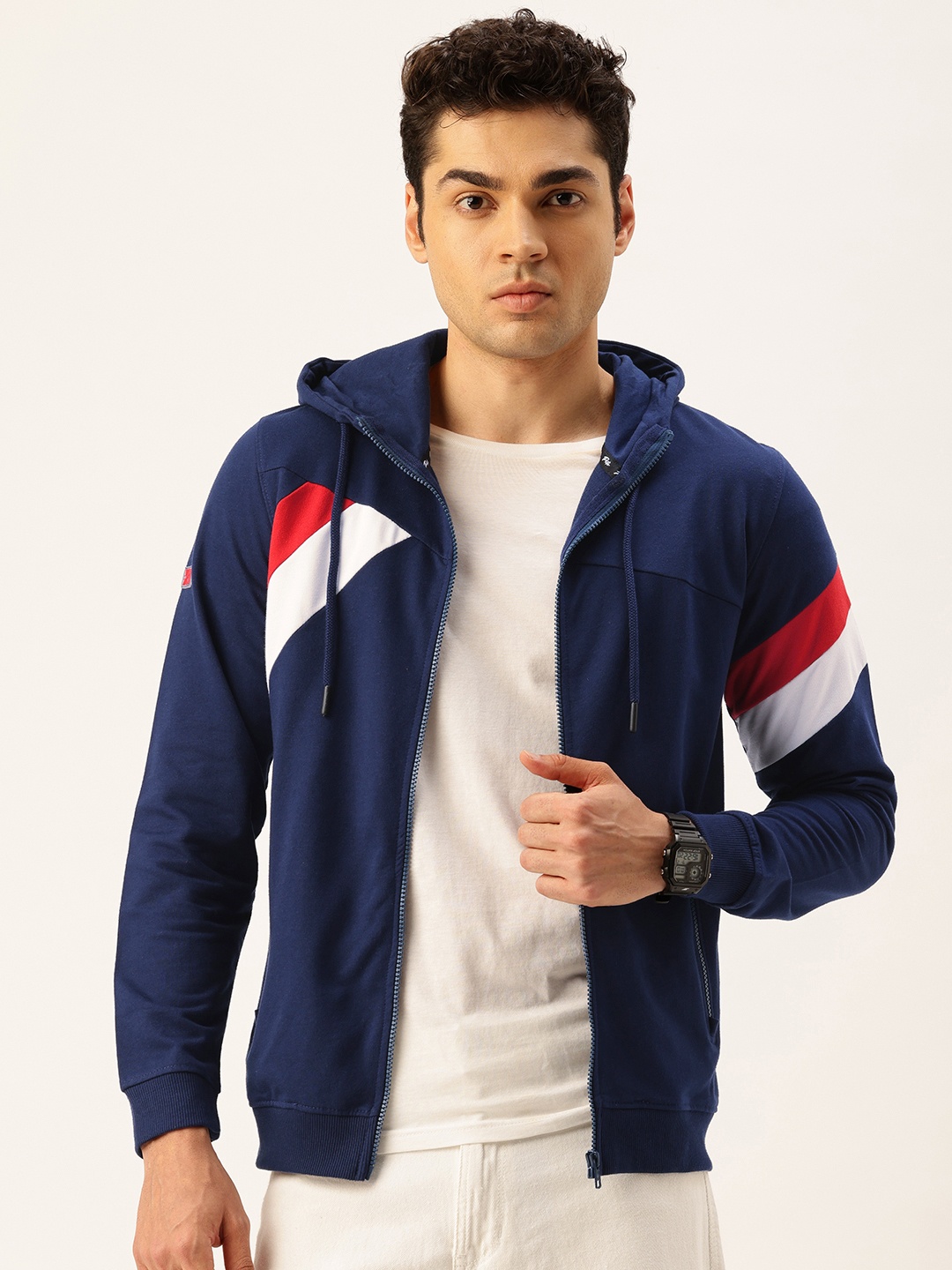 

Peter England Hooded Sweatshirt, Navy blue