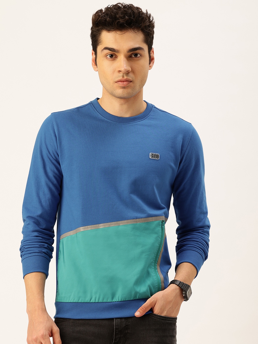 

Peter England Solid Pullover Sweatshirt, Blue