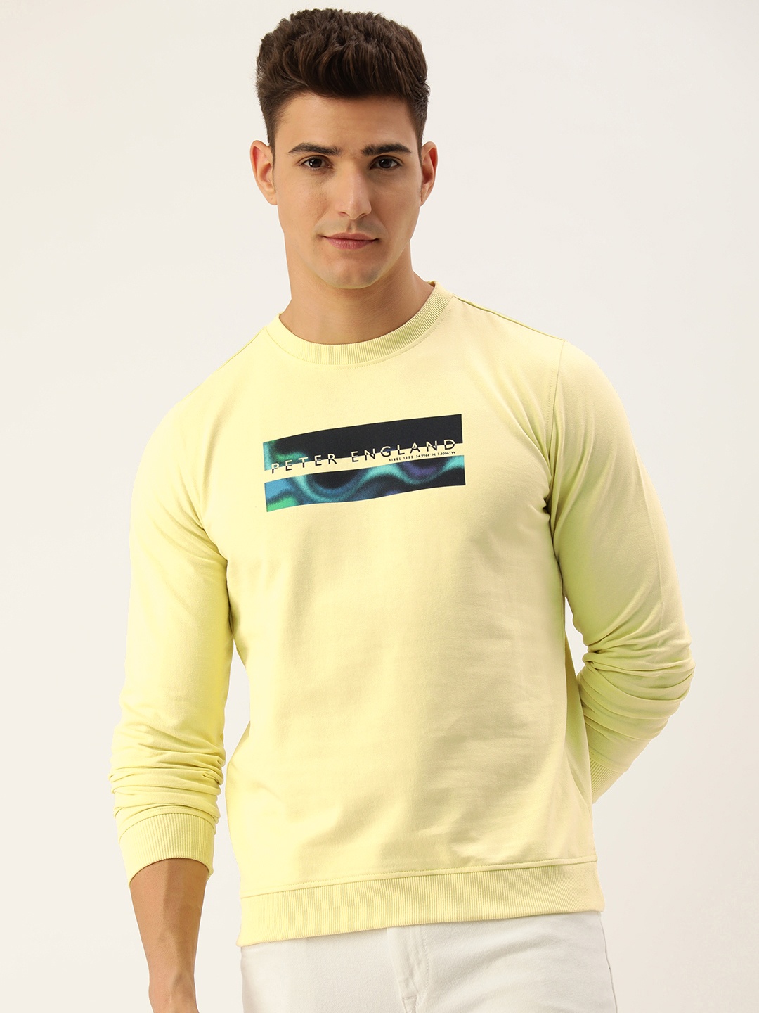 

Peter England Graphic Printed Sweatshirt, Yellow